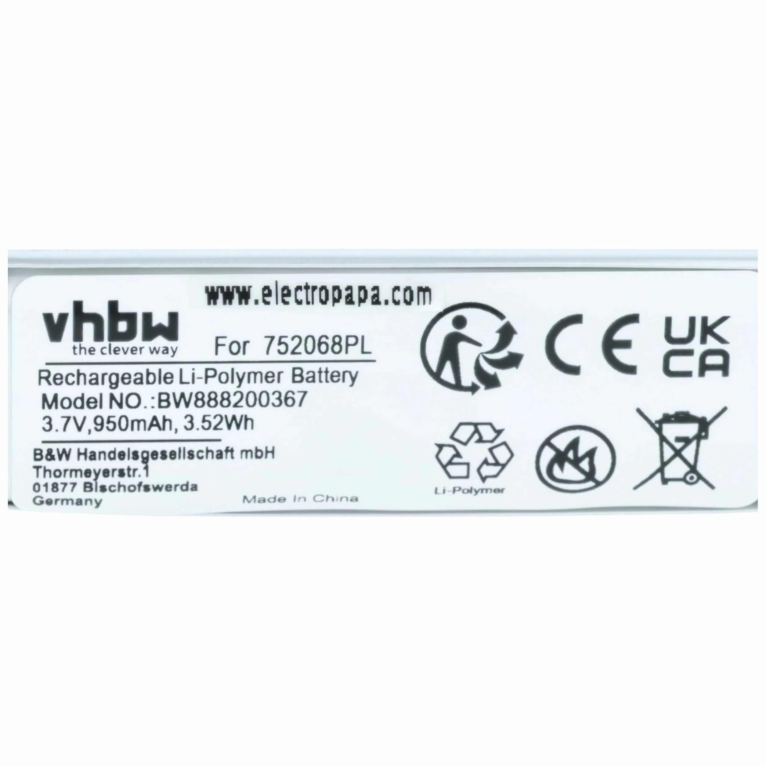 vhbw 2x batteria compatibile con Midland BT Next, BTFM, BTX1 FM, BTX2, BTX1, BTX2 FM (950mAh, 3,7V, Li-Poly)