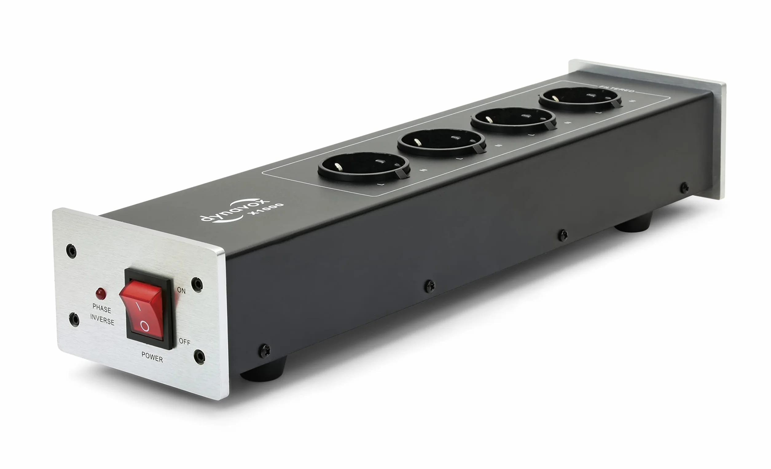 Dynavox filtro di rete HiFi X1000S 4 prese filtrate LED fase argento