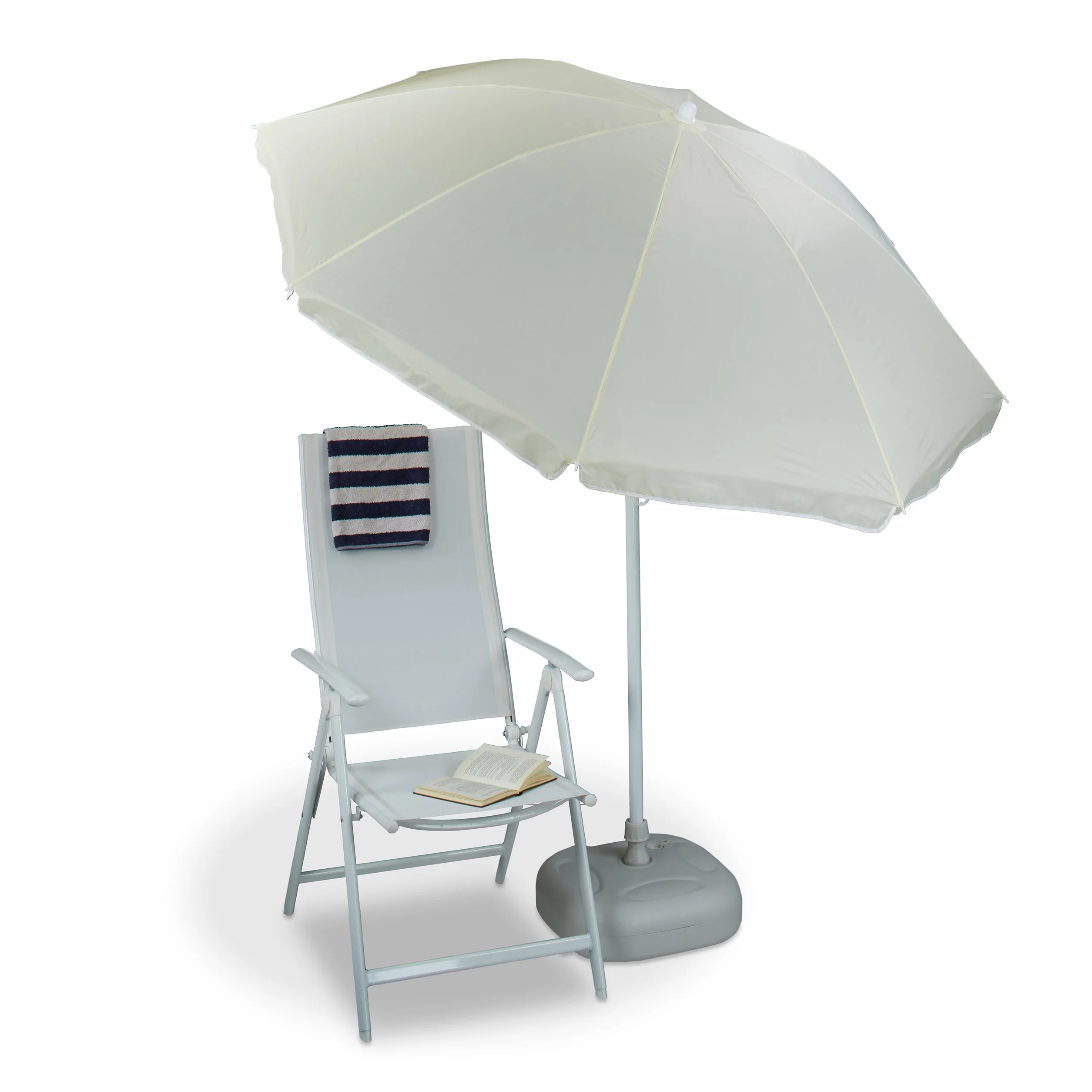Relaxdays Ombrellone da Giardino, Spiaggia, 8 Stecche, Inclinabile - Ombrellone da Giardino, Spiaggia, 8 Stecche, inclinabile Unisex Adulto