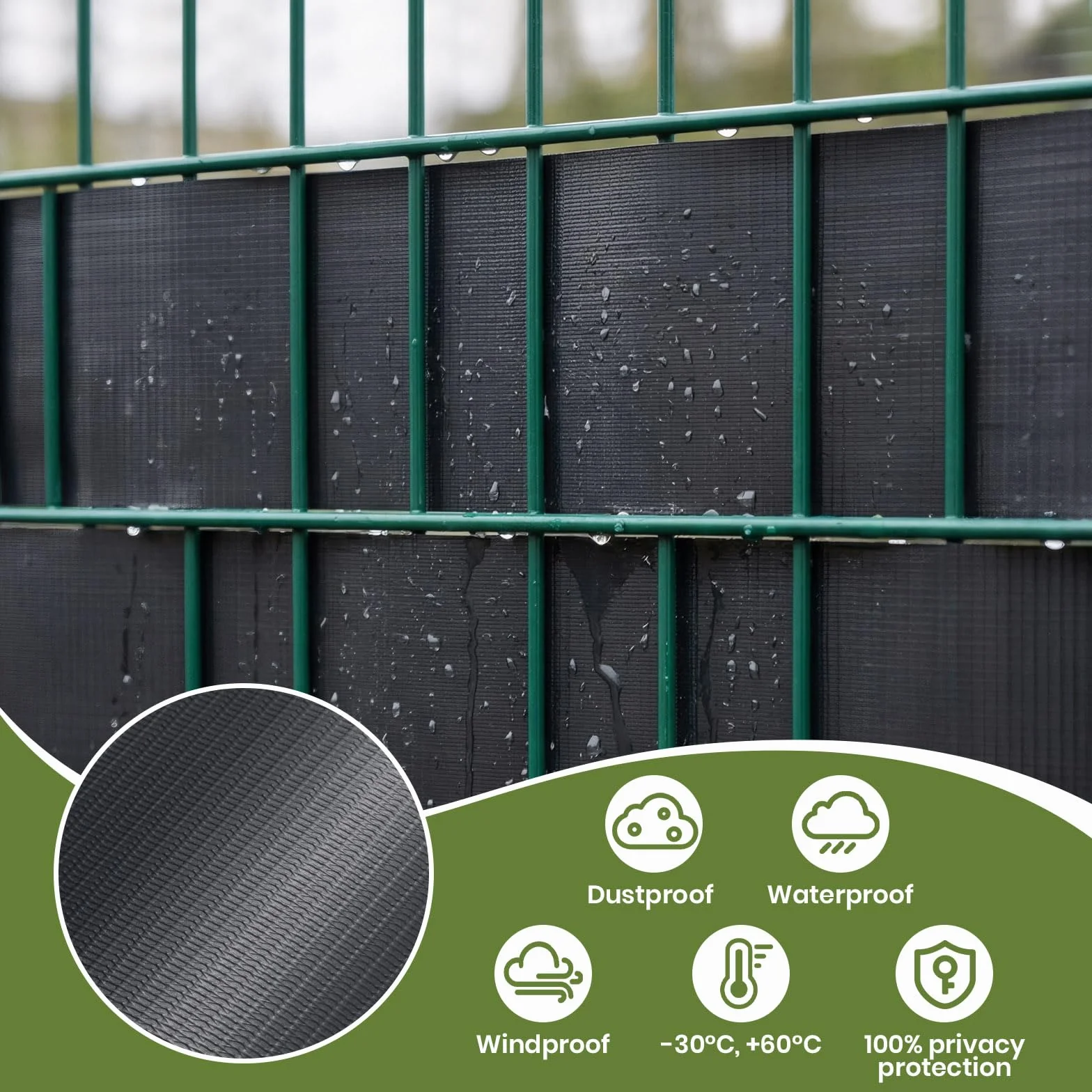 Velway Strisce Frangivista in PVC per Recinzione a Doppio Picchetto - 35m x 19cm, 450g/m², Anti-UV, Impermeabile e Antistrappo, con 25 Clip di Fissaggio per Giardino e Balcone