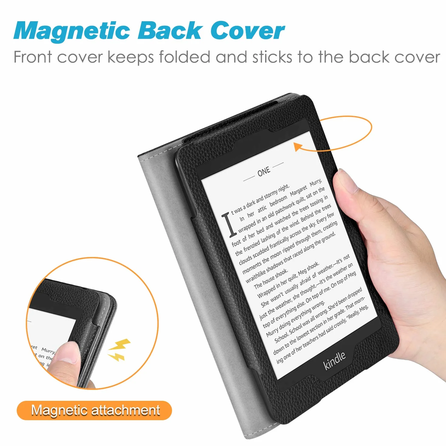 FINTIE Custodia per Kindle Paperwhite 6" 10ª Generazione 2018 2012-2017 PU Stand Cover con Card Slot Hand Strap Auto Sveglia Sonno Nero