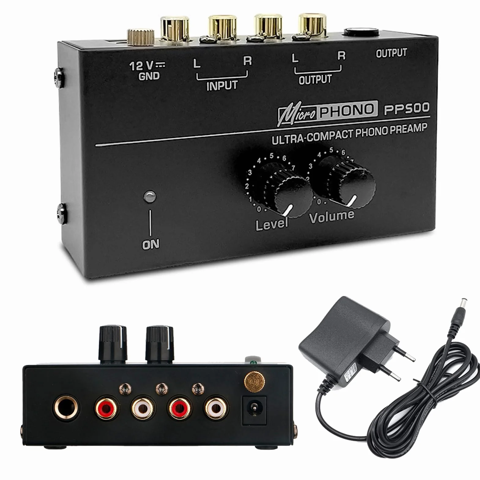 Preamplificatore giradischi MM ingresso uscita RCA stereo livello amplificatore 12 Volt