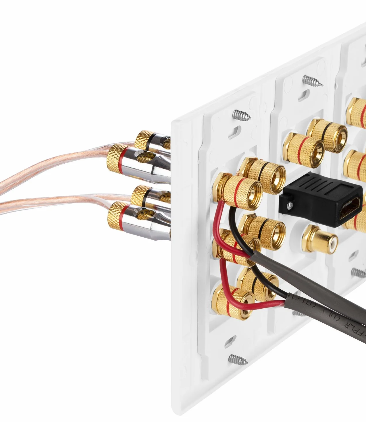 Fosmon Altoparlanti Multimediali Wallbox Scatola di Derivazione a Muro con Spina a Banana, 1 HDMI, Audio Surround 7.1, Subwoofer Home Cinema