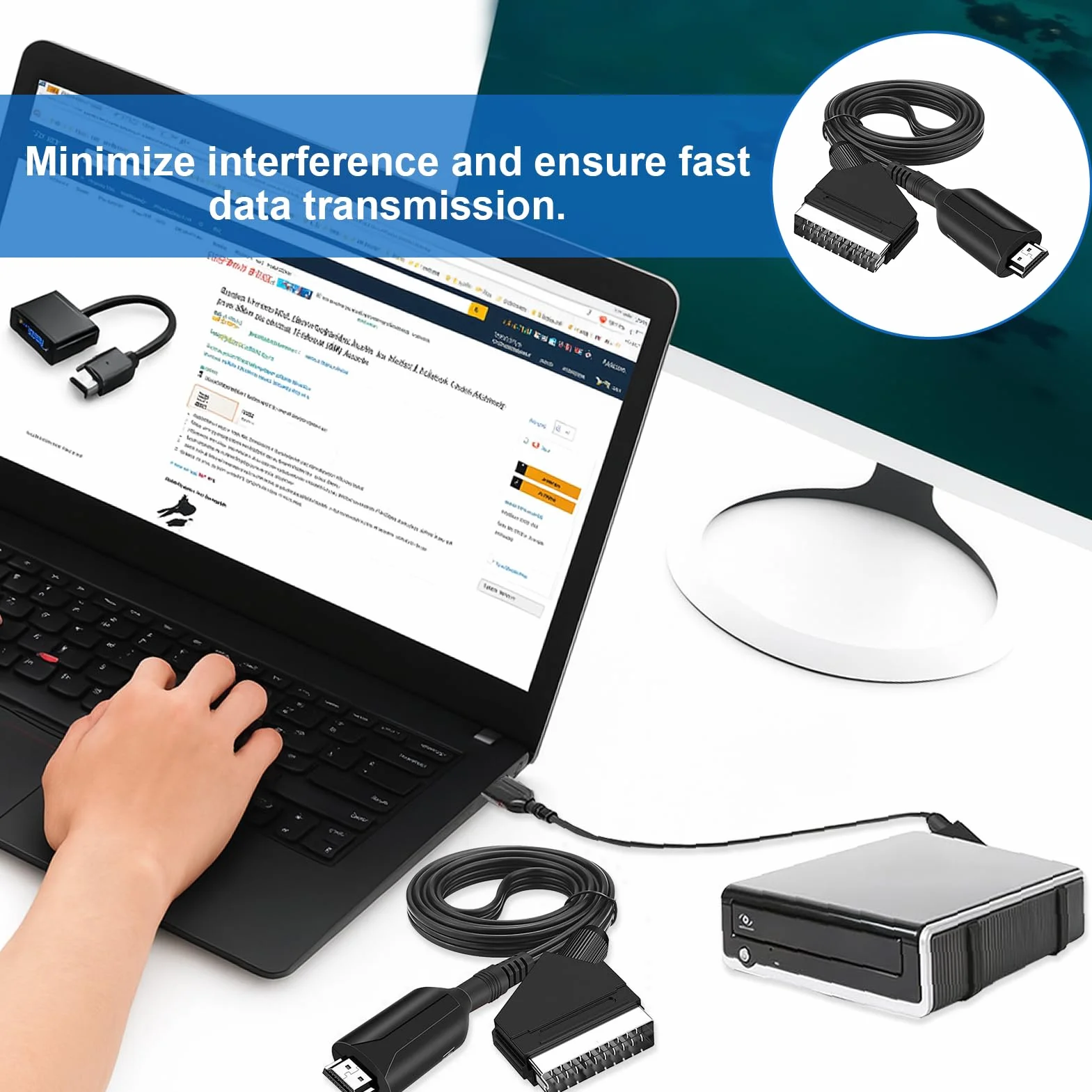 Menibeuty SCART a HDMI convertitore con cavo SCART HDMI HDTV STB