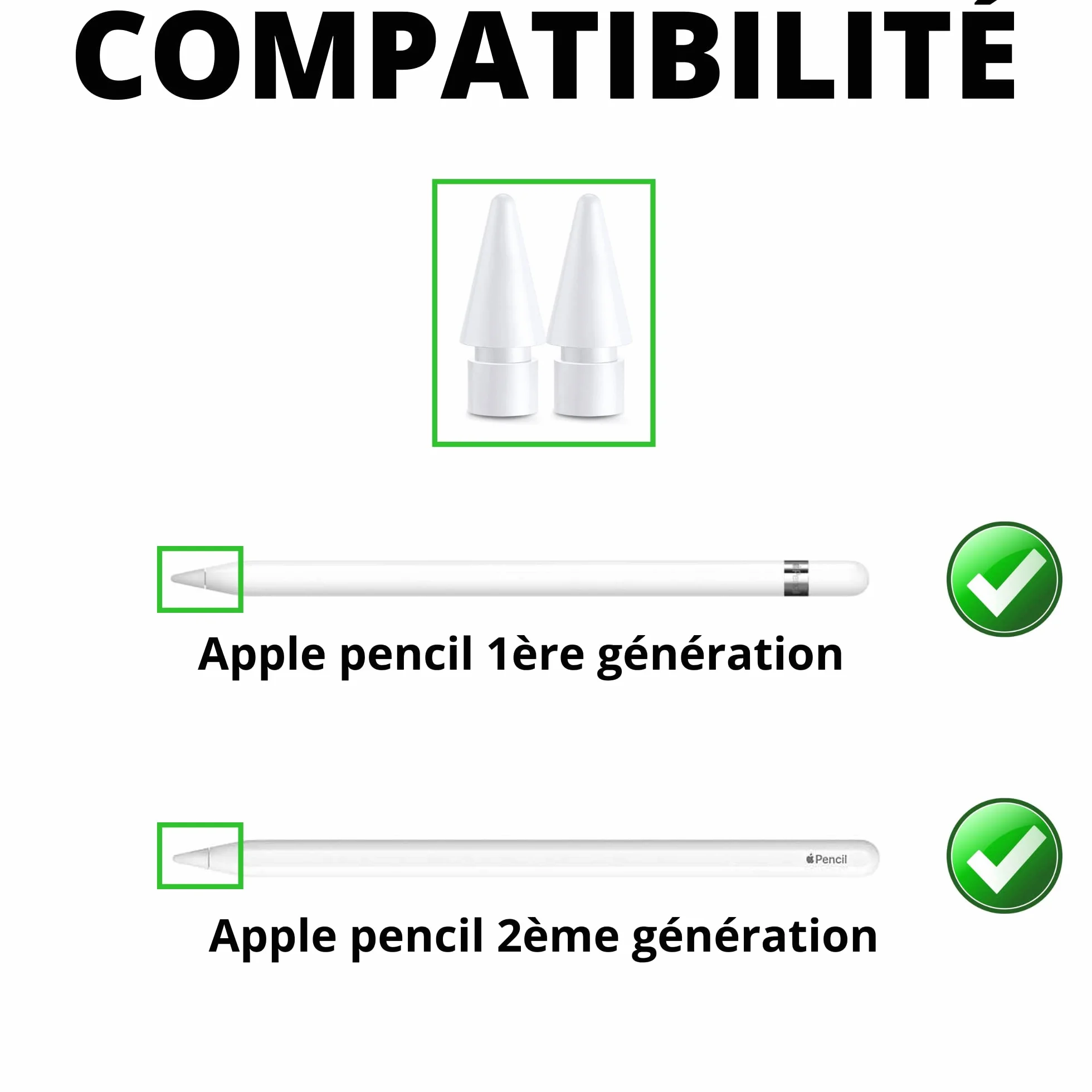 PHONILLICO Punta compatibile per Apple Pencil 1 e 2 2 Pezzi ricambio iPad