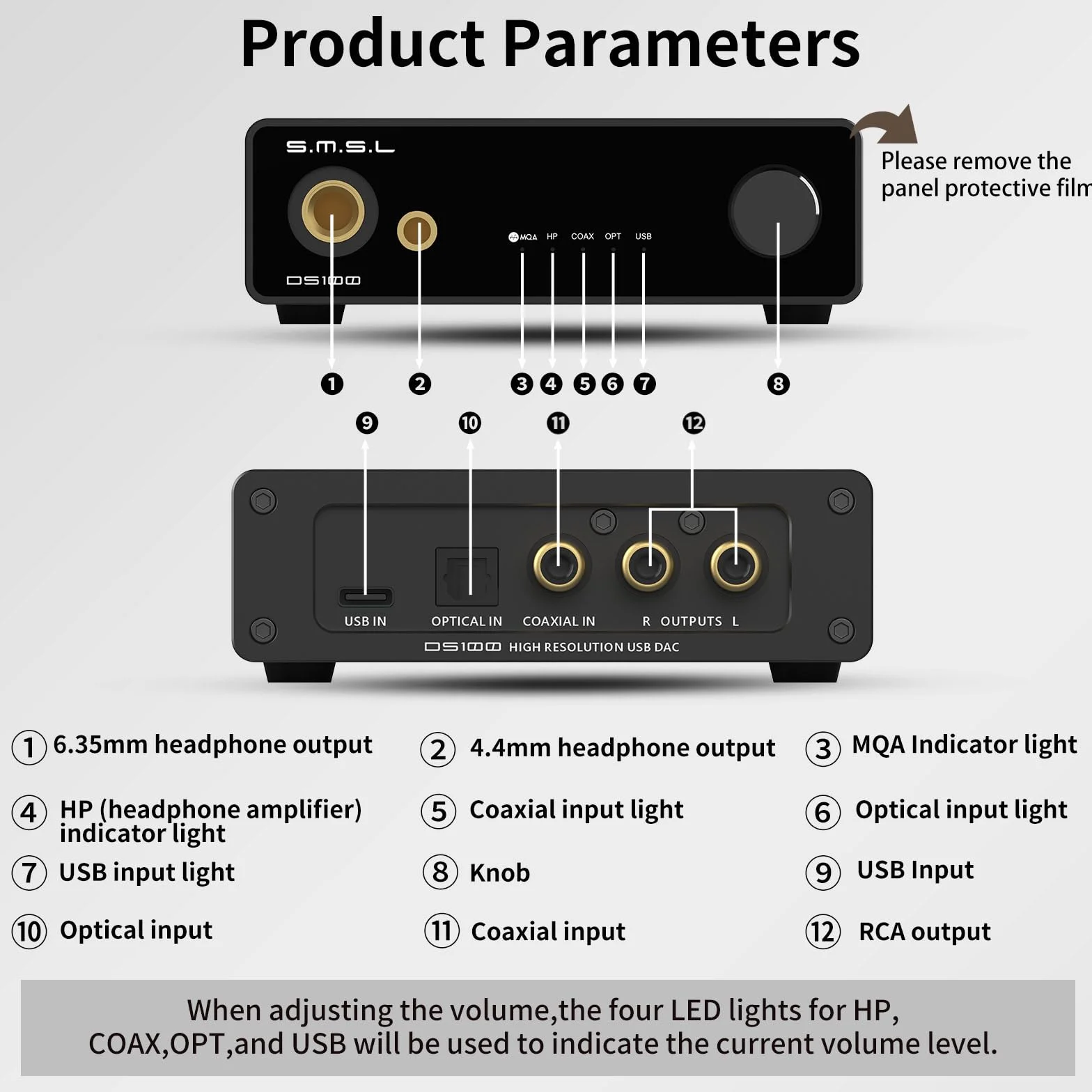 S.M.S.L DS100 DAC USB MQA CS43131 amplificatore cuffie 6,35mm 4,4mm XMOS XU-316 32bit/768kHz DSD256 Ingresso USB ottico coassiale