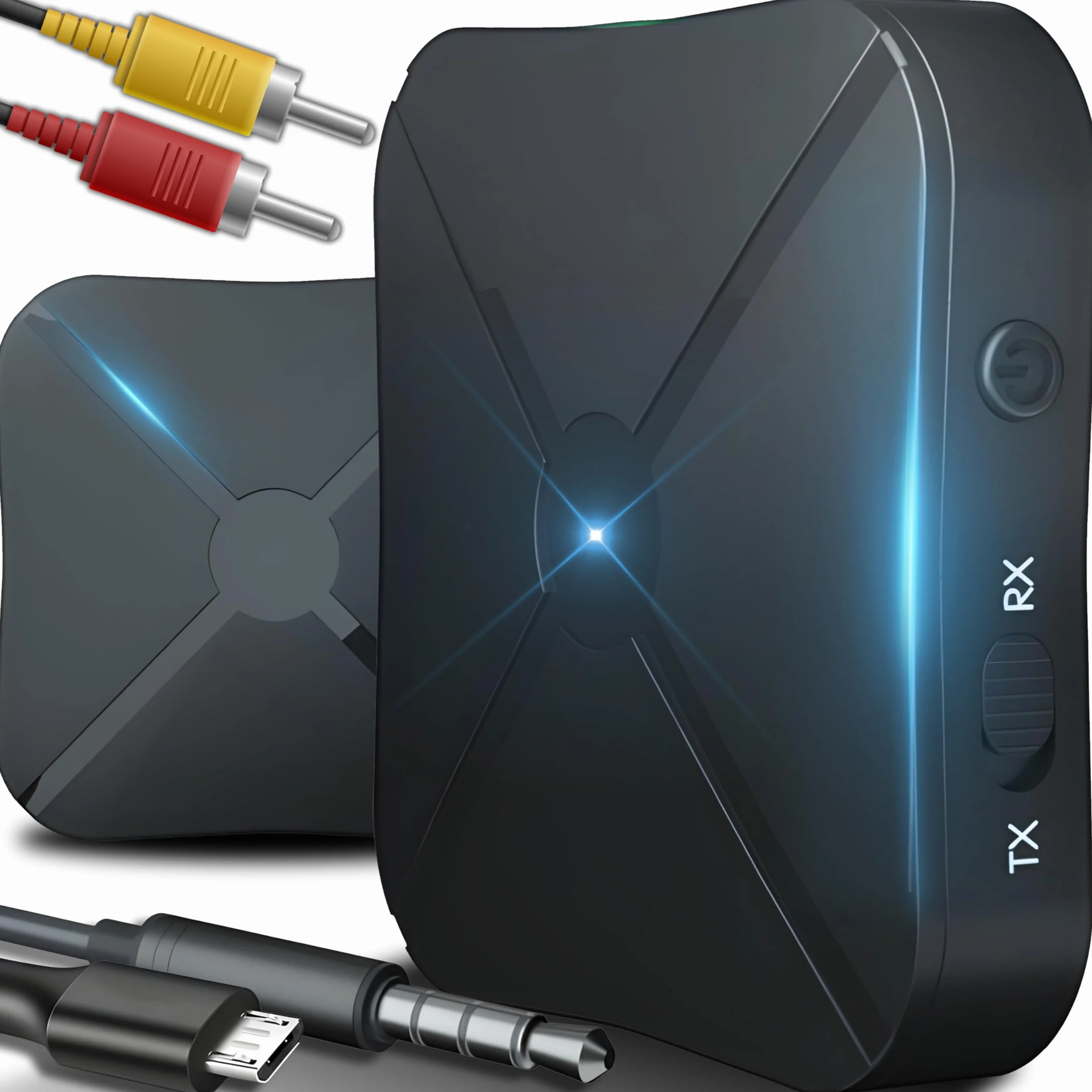 Retoo Bluetooth Transmitter Receiver TV, 2in1 Audio Adapter with 3.5mm Aux & RCA, Wireless Low Latency for Stereo HiFi