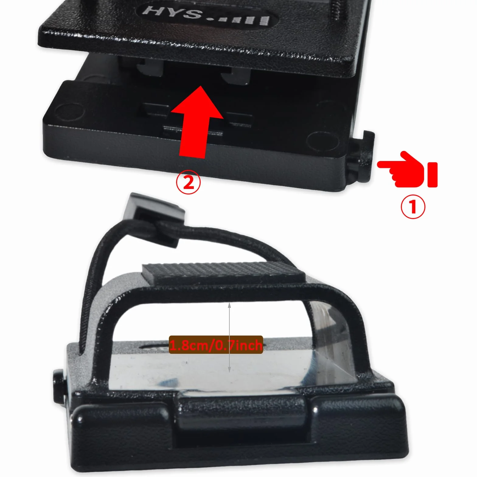Supporto per walkie talkie da cintura 25-58mm, clip per radio compatibile Molle, Nero