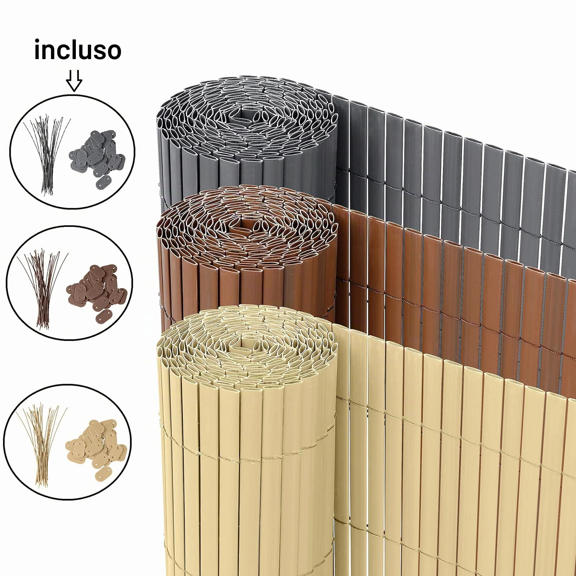 Ribelli Canniccio PVC Recinzione recinto Balcone frangivento, colorazione:Antracite, Distanza:3 Metri, rialzamento:100 cm