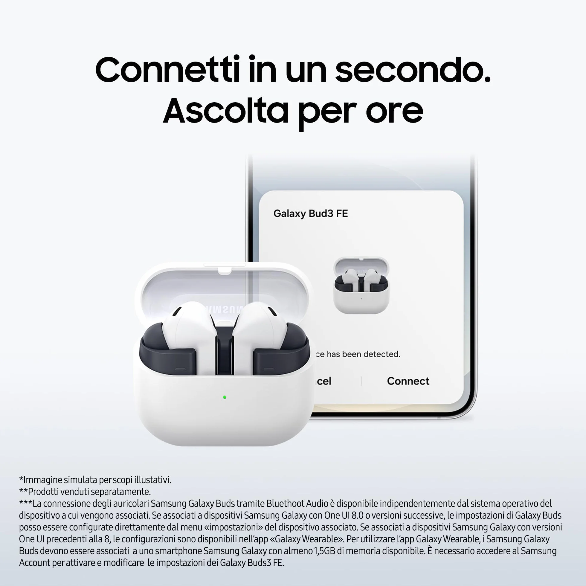 Samsung Galaxy Buds3 FE Auricolari Wireless Cancellazione Attiva del Rumore Audio 360 Nero 2025
