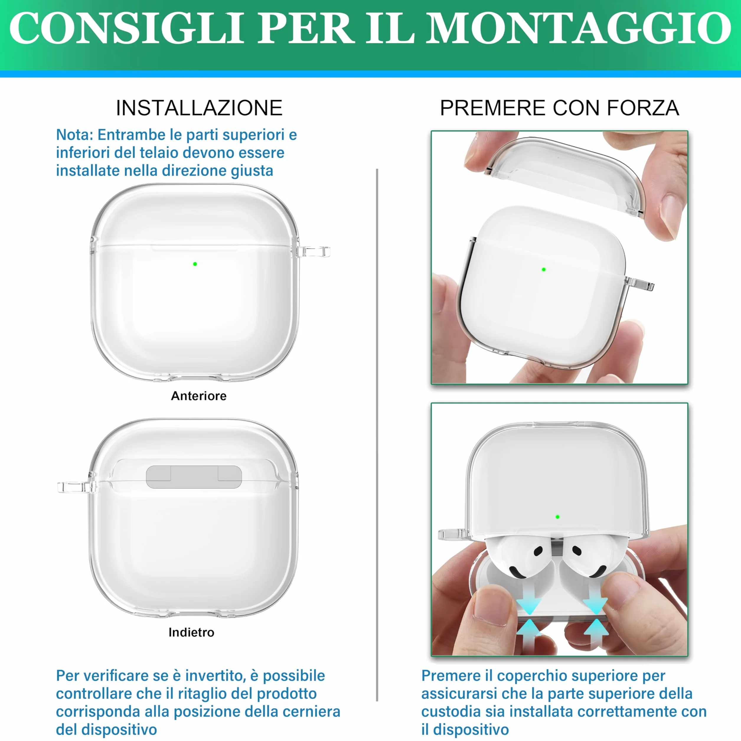Custodia AirPods 4 generazione 2024 TPU antiurto anti-ingiallimento Bianco