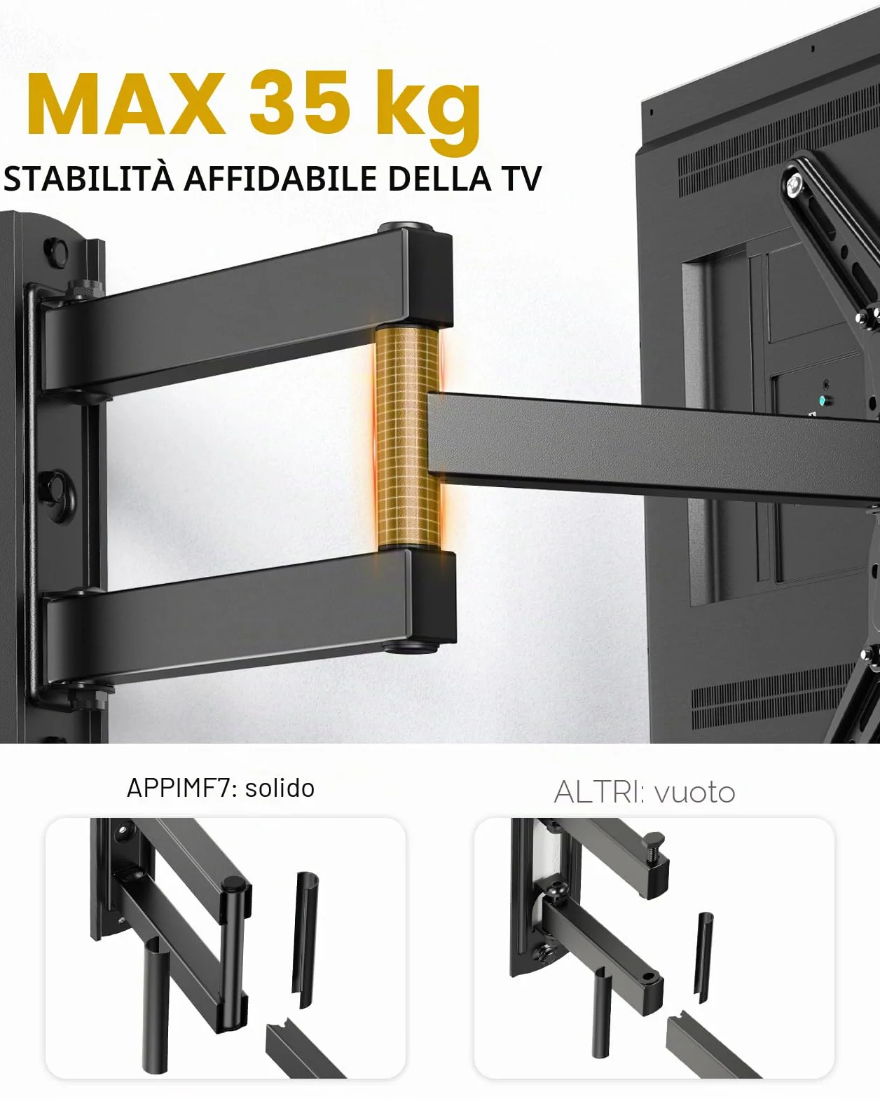 Alphamount Supporto TV Parete Braccio Girevole Estendibile 26-60 Pollici VESA 400x400 35 kg