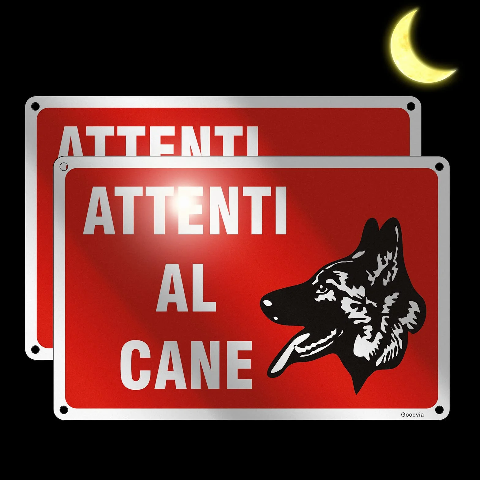 Attenti al Cane Cartello Alluminio 20x30cm, Attenzione al Cane Cartelli in Metallo Riflettente Impermeabili e Protezione UV Sono Adatti per Esterno