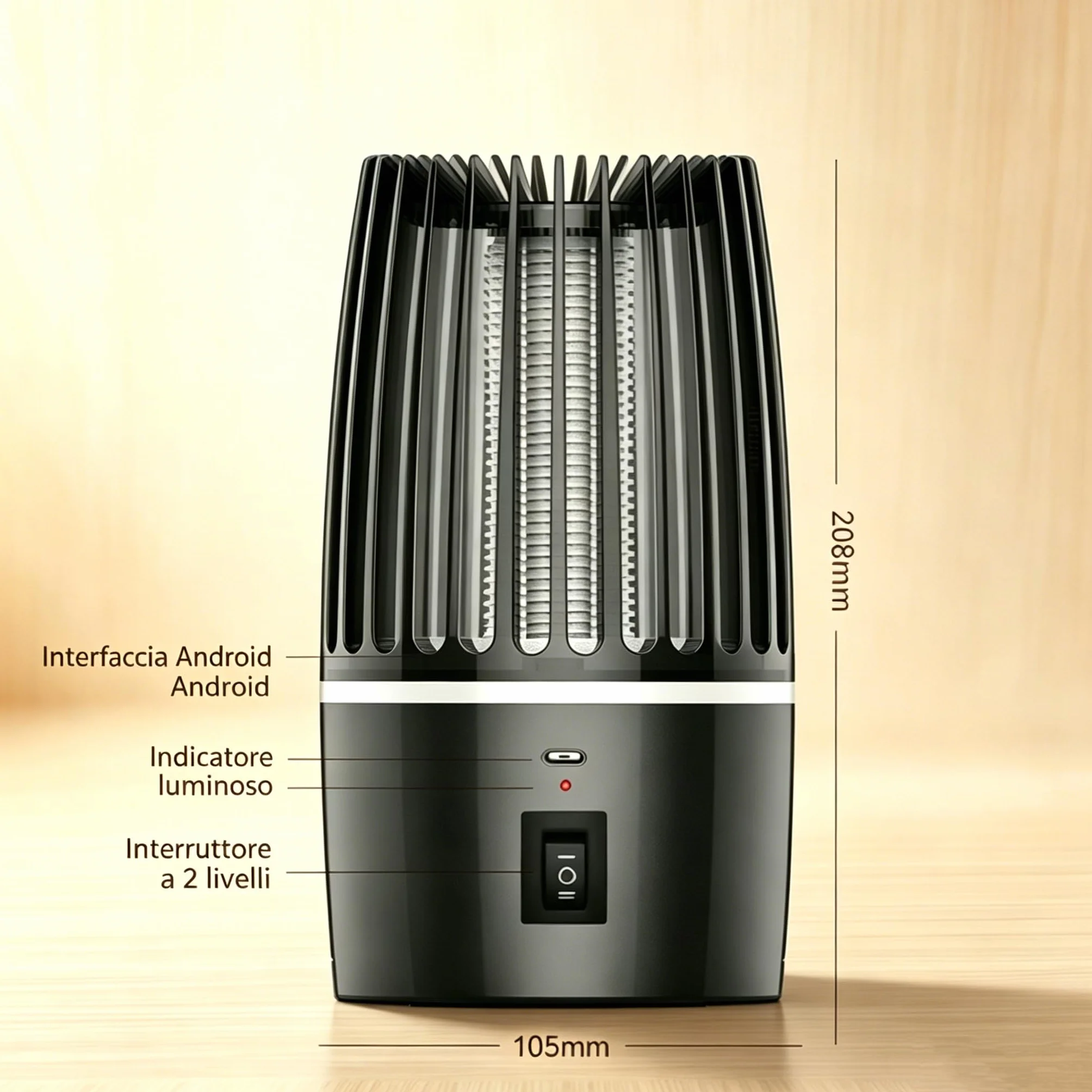 Zanzariera Elettrica 360° UV 365nm, Lampada Antizanzare Ricaricabile 4000mAh USB, Silenziosa <35dB con Luce Notte, Dispositivo Anti-Zanzare Senza Chimici per Interni Esterni