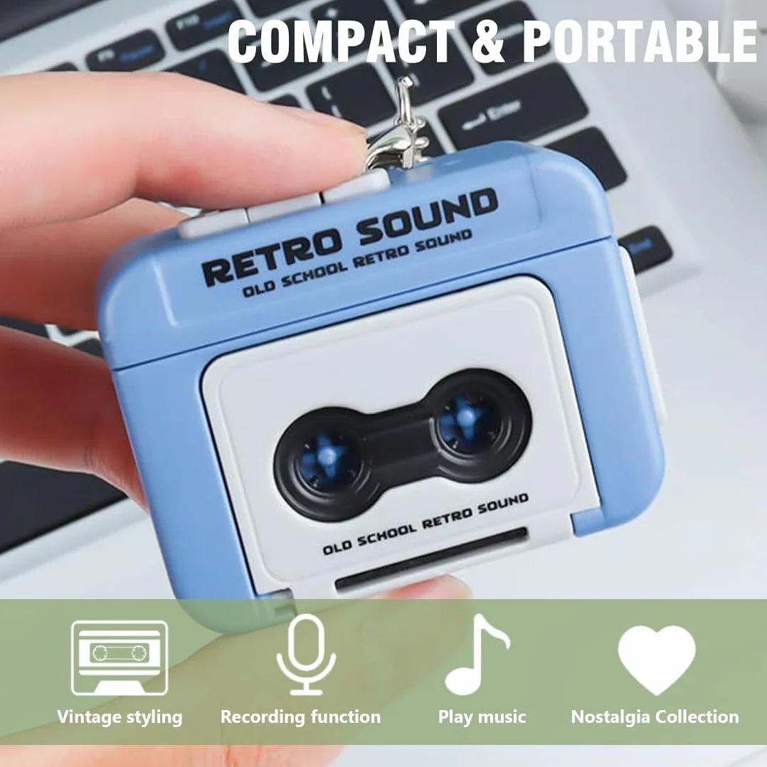 Mini Retro Recorder Tape Keychain Creative Cassette Player Con 3 canzoni Portable