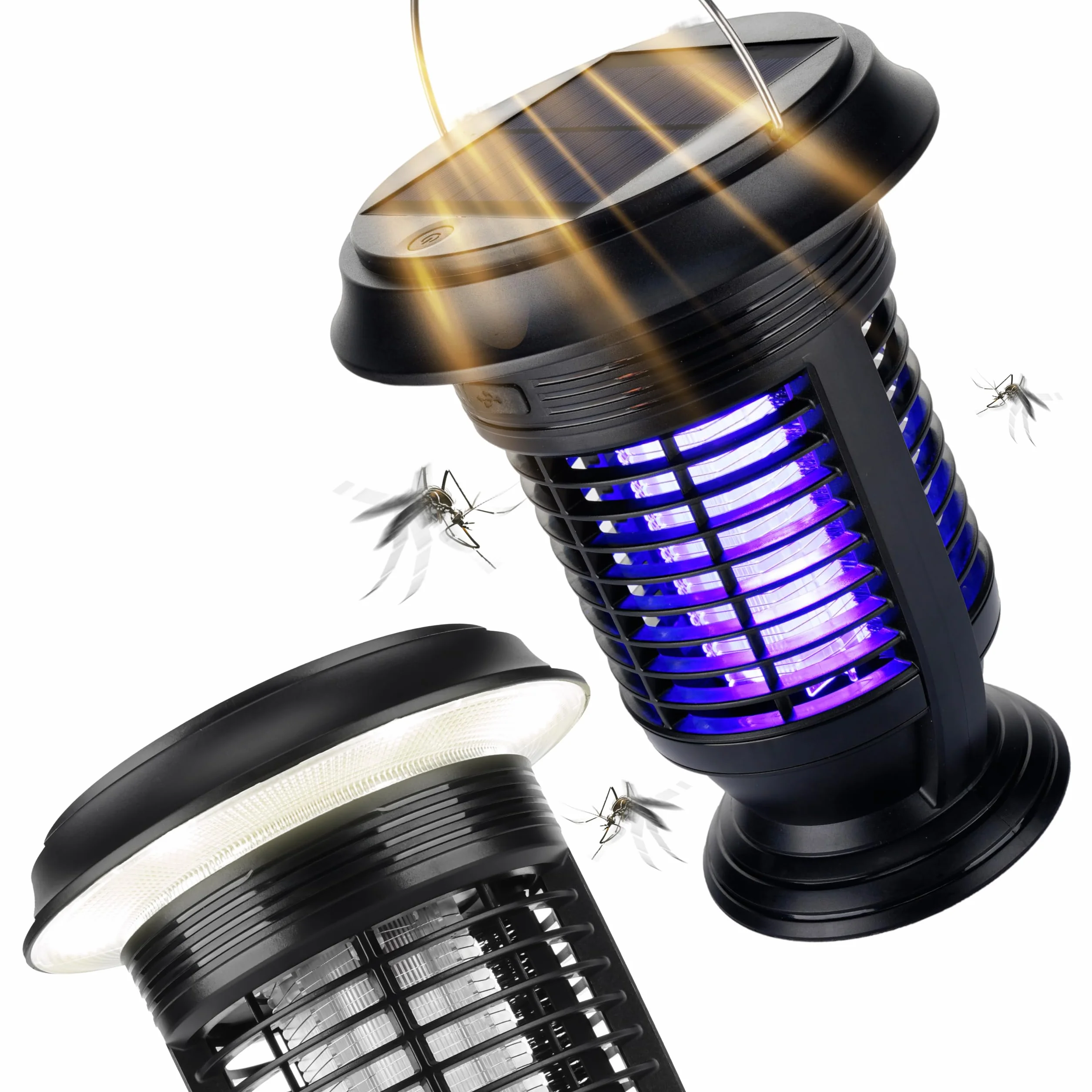 RAPIZZ Lampada Antizanzare Elettrica I Solare & Con spina I Resistente Pioggia & Batteria Li-Ion I Anti Zanzare Elettrico Lanterna Zanzare Antizanzare Da Esterno Antizanzare Elettrico Da Interno Buzz
