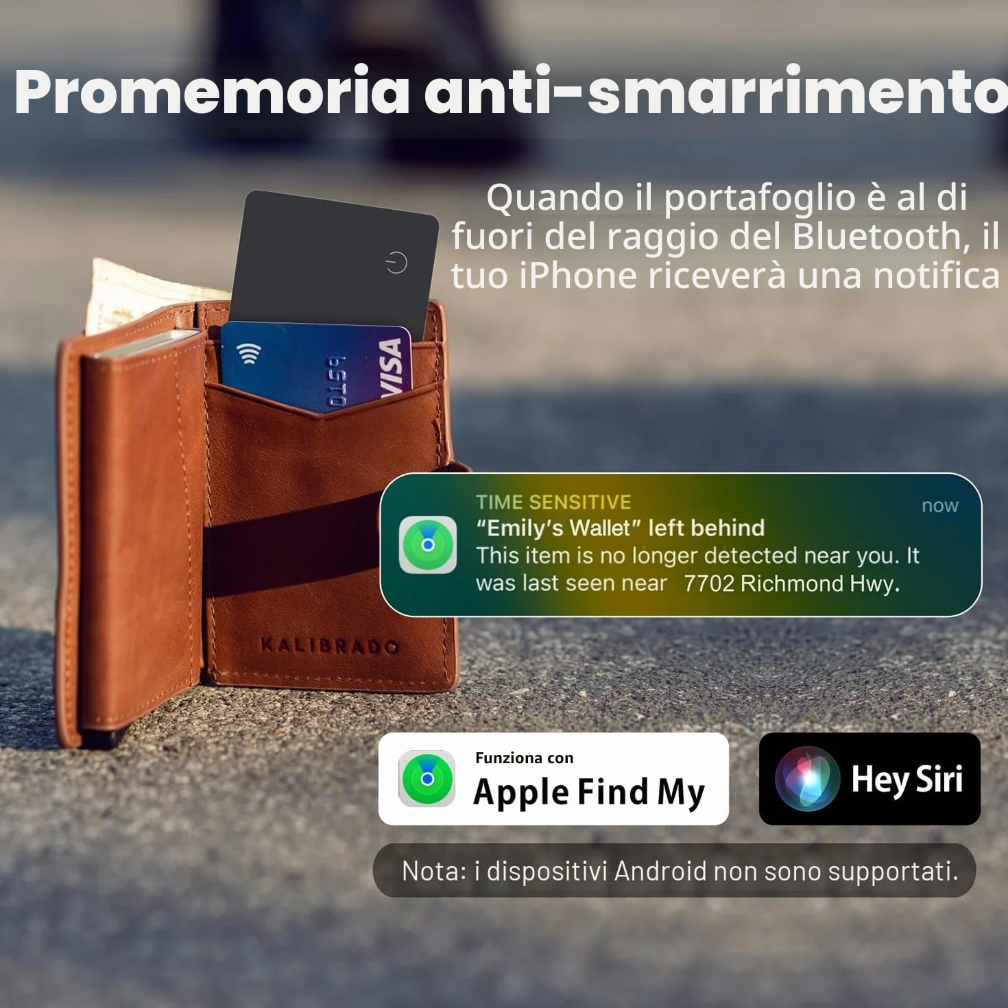 Reyke Scheda di tracciamento del Portafoglio Sottile compatibile con Apple Find My per etichette bagagli telefoni cellulari passaporti