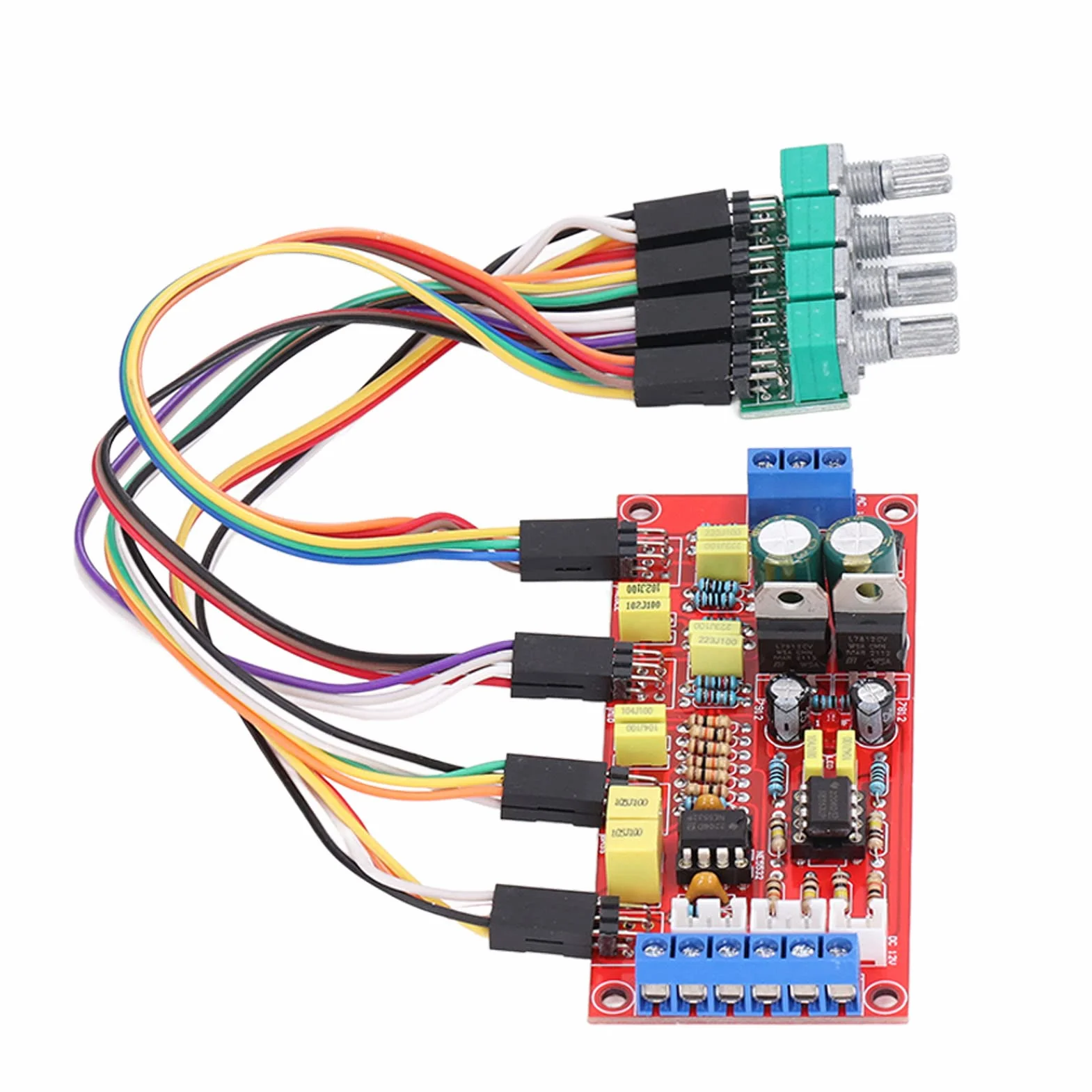 Preamplificatore Audio Stereo Hi-Fi con Controllo Volume, Treble e Bassi, Modulo PCB per Impianto con Equalizzazione Avanzata