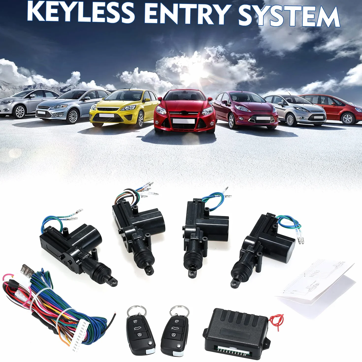 Shkalacar Chiusura Centralizzata Auto 12V Kit Telecomando Universale Sistema Allarme Senza Chiave 2 Telecomandi