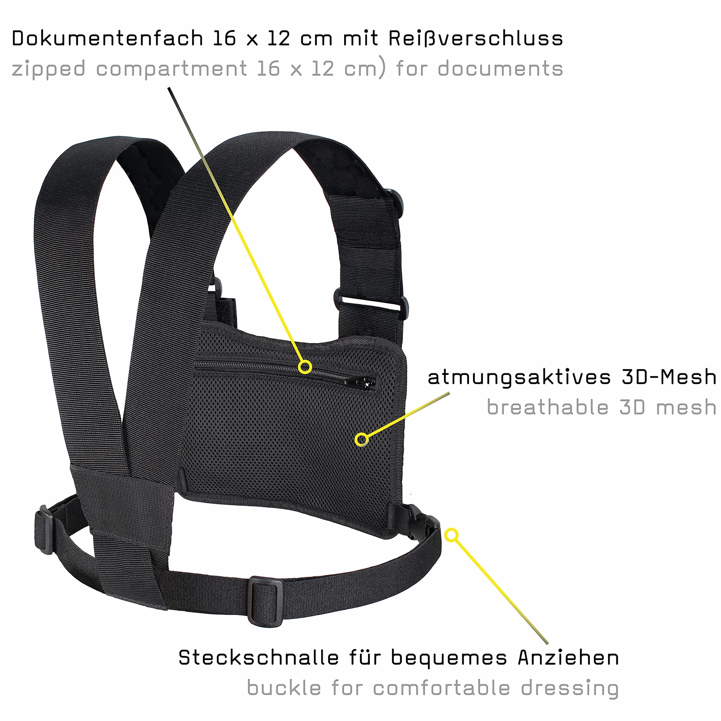 Tee-Uu CHEST MOLLE Nero Imbottitura Traspirante Scomparto Rimovibile