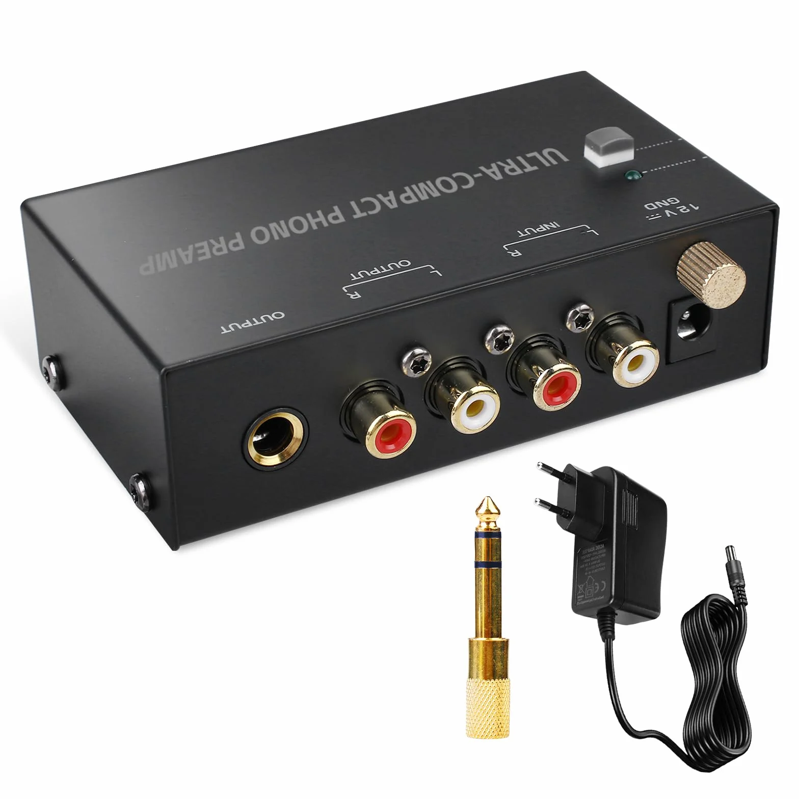 Phono Preamplificatore per Giradischi, Preamp con Adattatore DC 12V