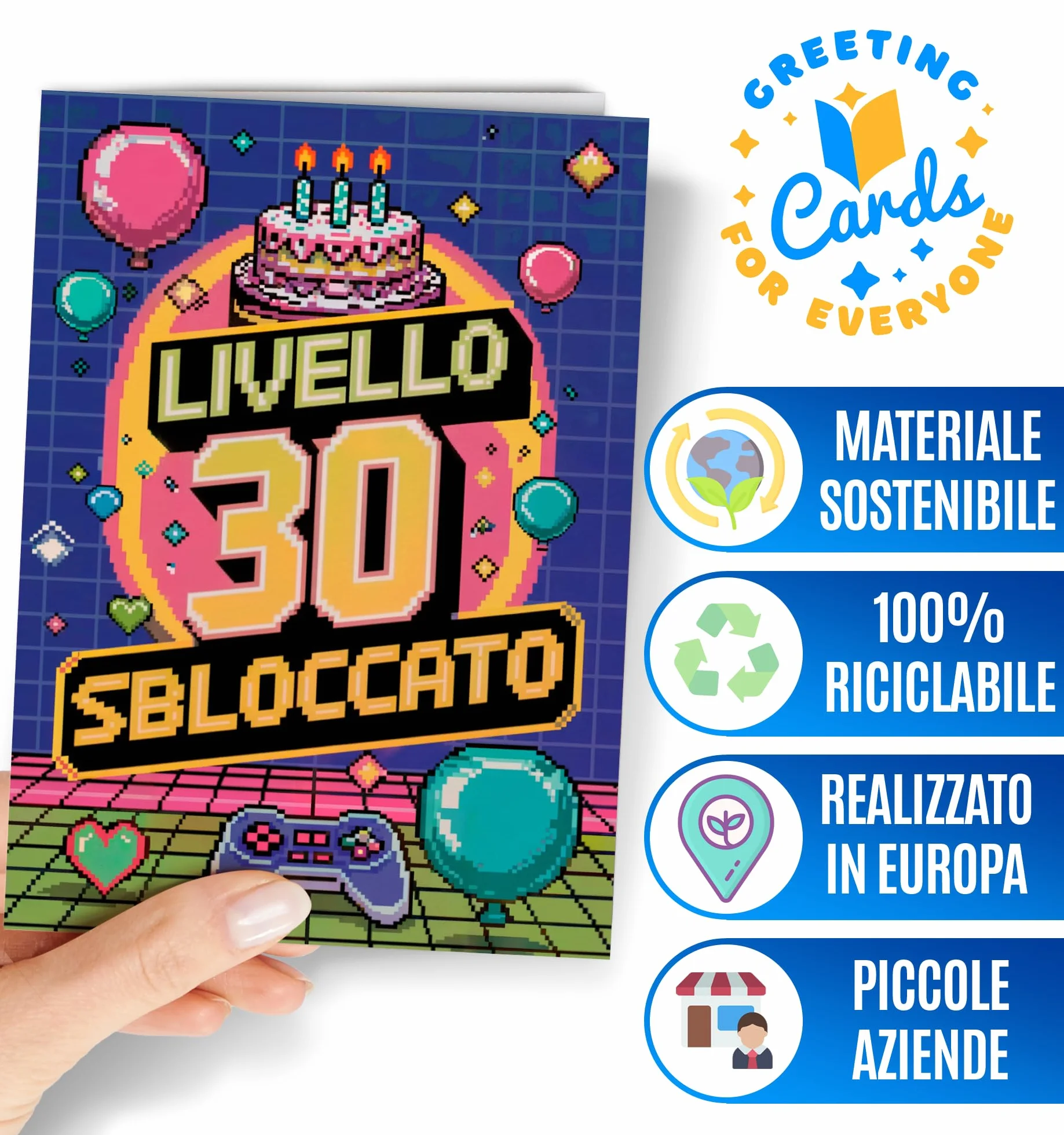 Biglietto Auguri 30 Anni Uomo Donna - Regalo Compleanno Divertente Figlia Figlio Nipote - Livello 30 EU 69