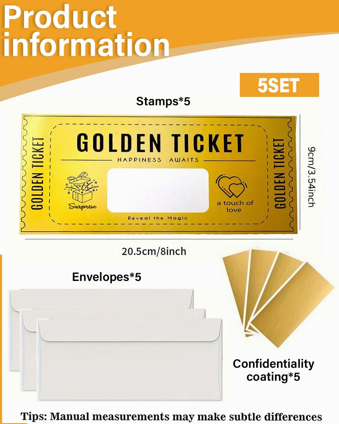 Biglietto Regalo Personalizzabile Golden Ticket Gratta e Vinci 5 Pezzi