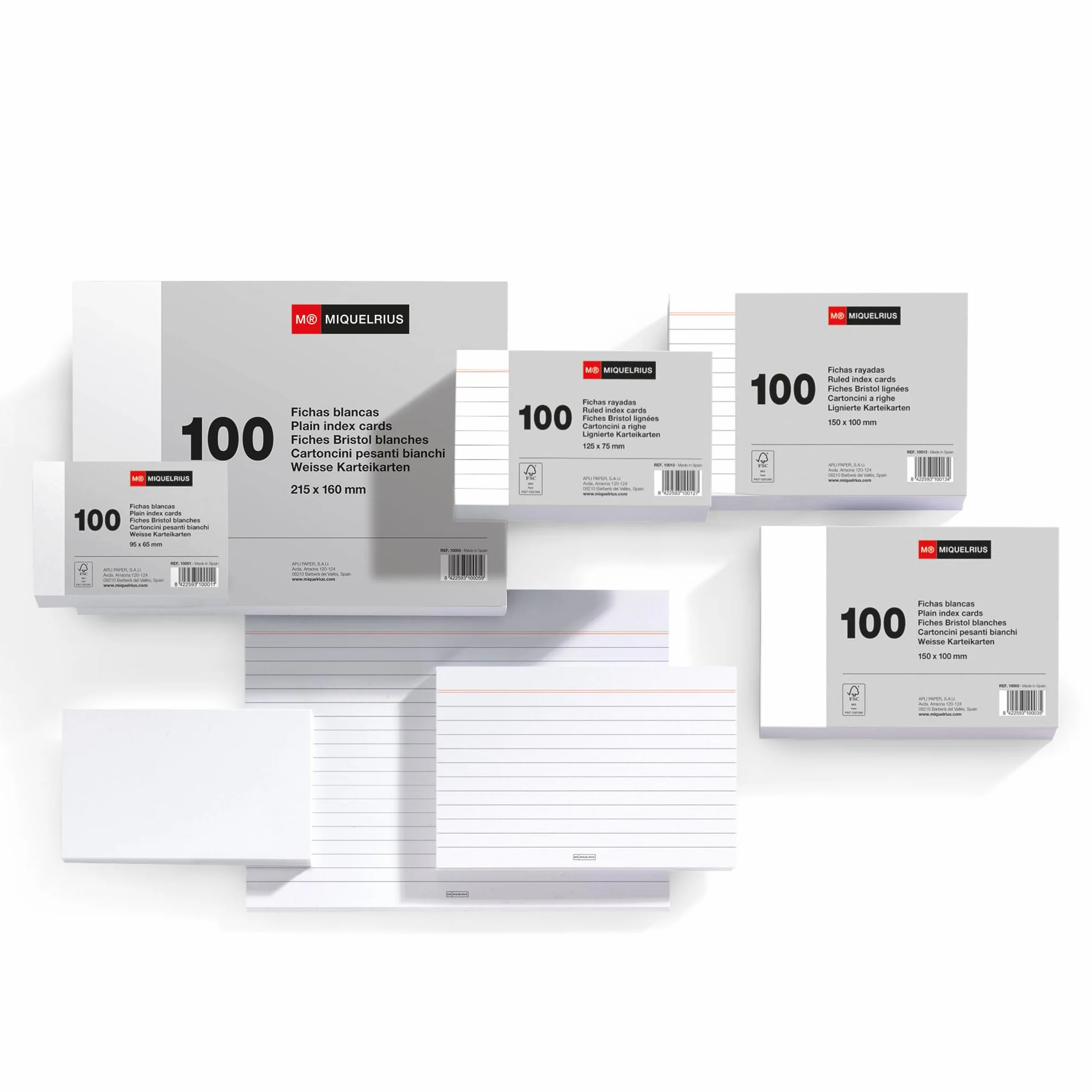 Miquelrius Flashcards 100 Schede di Studio Bianco 150 x 100 mm Cartoncino 200 g/m² Materiale Scolastico