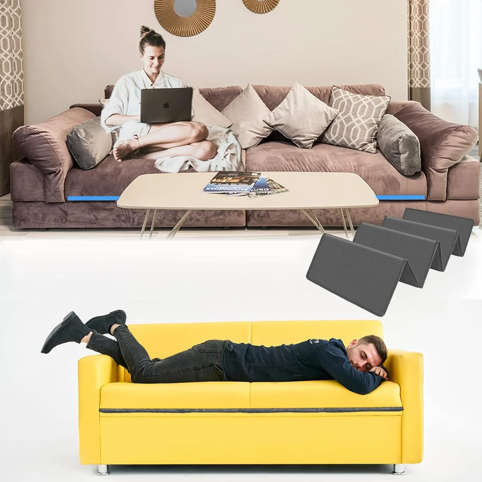 Cuscino Salvadivano Pieghevole 167,5x43 cm con Superficie Oxford e Supporti in Legno
