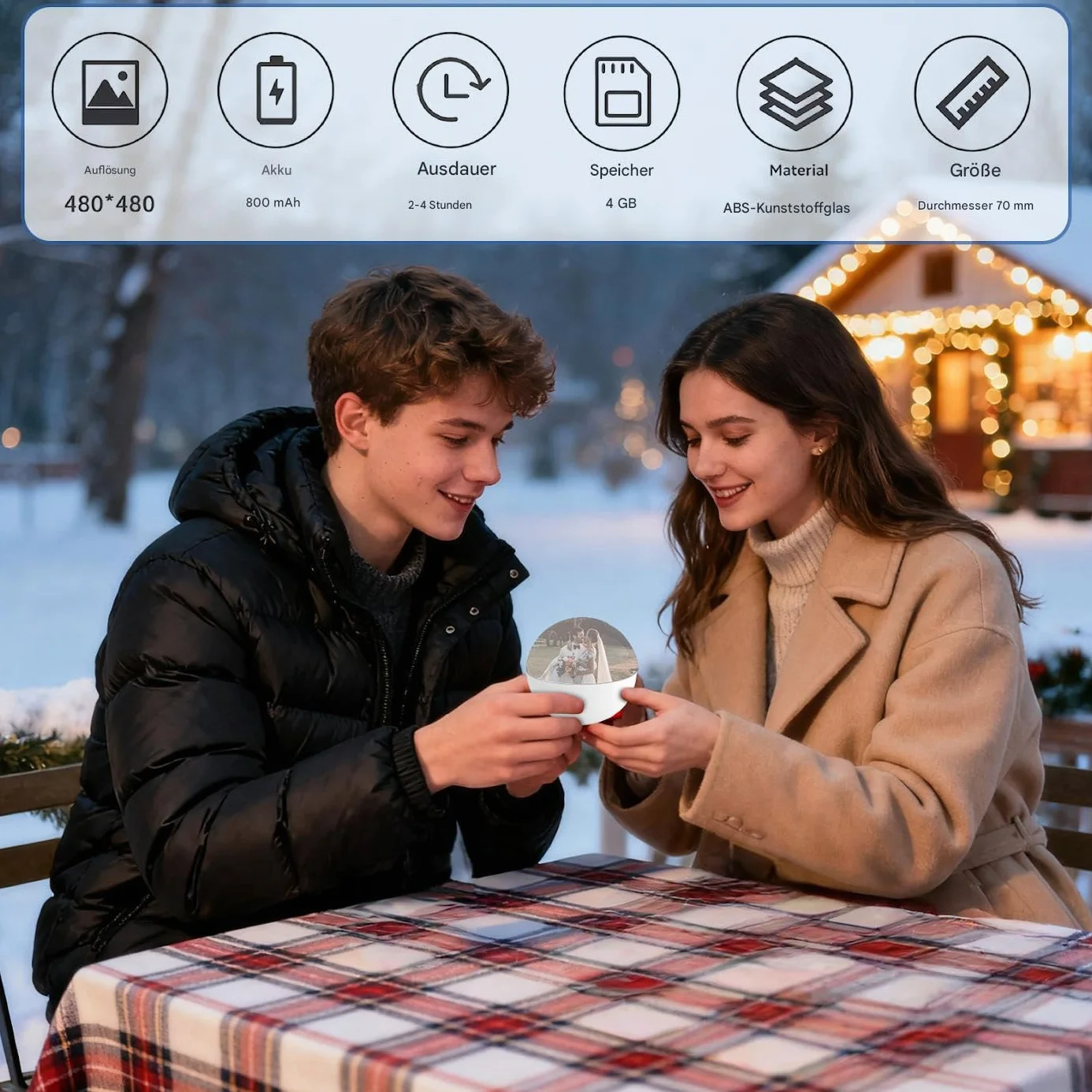 Lettore USB 4 GB Album Fotografico Digitale 7 cm Memoria ABS Cinturino da Polso Rimovibile