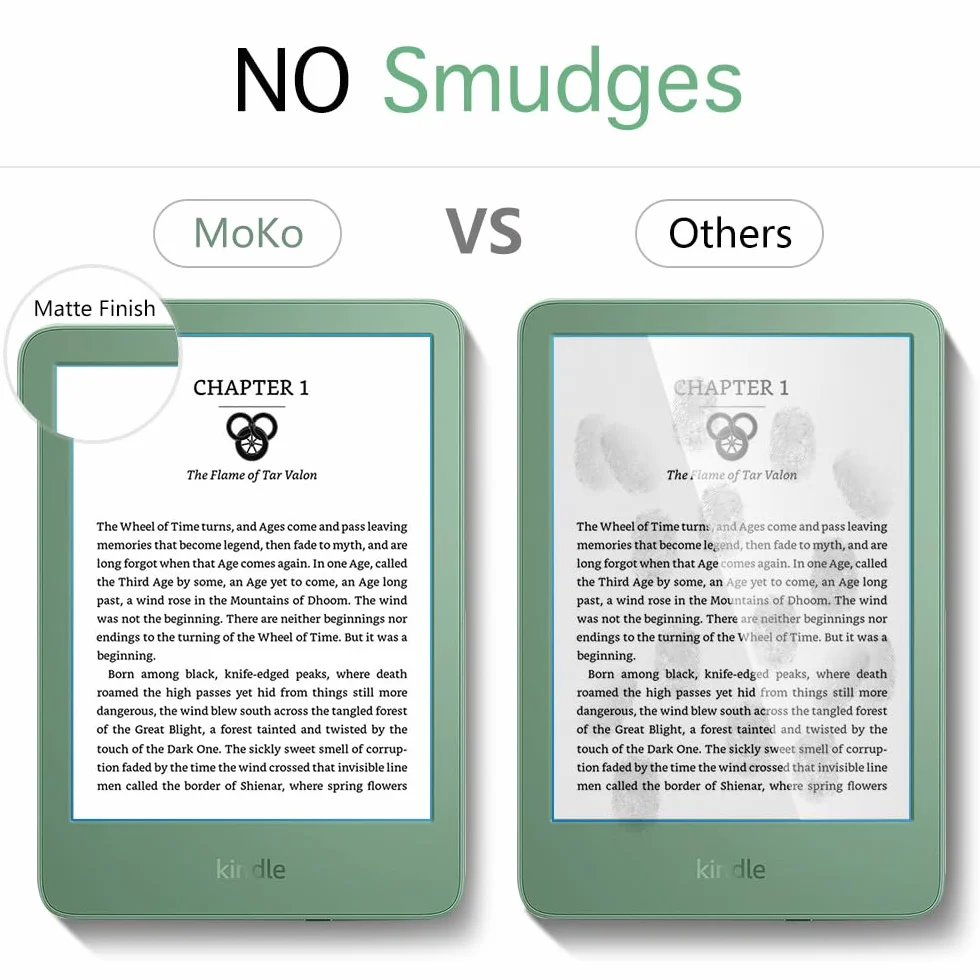 MoKo 2 Pezzi Pellicola Protettiva Anti-Riflesso per 6" All-New Kindle Basic 11th Generation 2024/2022, Premium PET Opaco Copertura Totale per Kobo Clara BW Clara Color