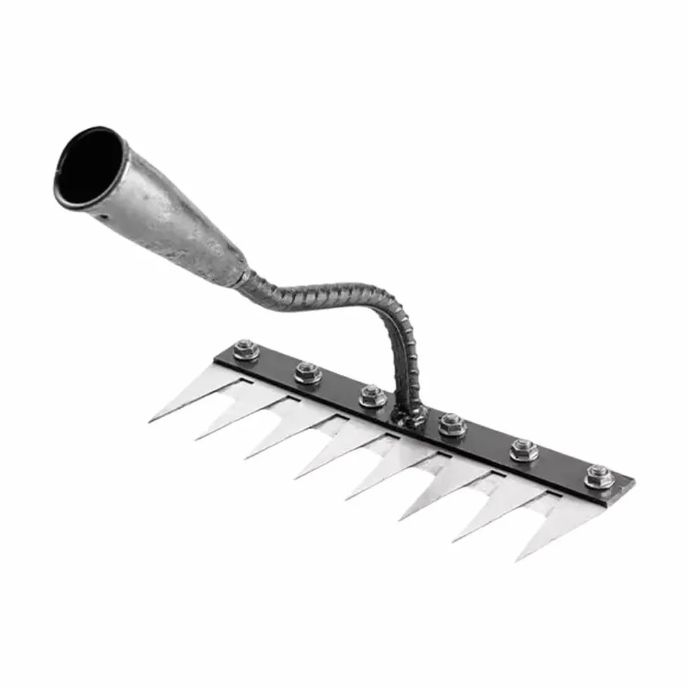 Rastrello da giardino in acciaio al carbonio con 6, 7 o 8 denti - Rastrello pesante in metallo per diserbo efficiente del giardino (8 denti)