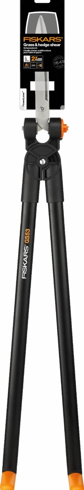 Fiskars Cesoie per erba e siepi PowerLever GS53 2,5 m Nero Arancione