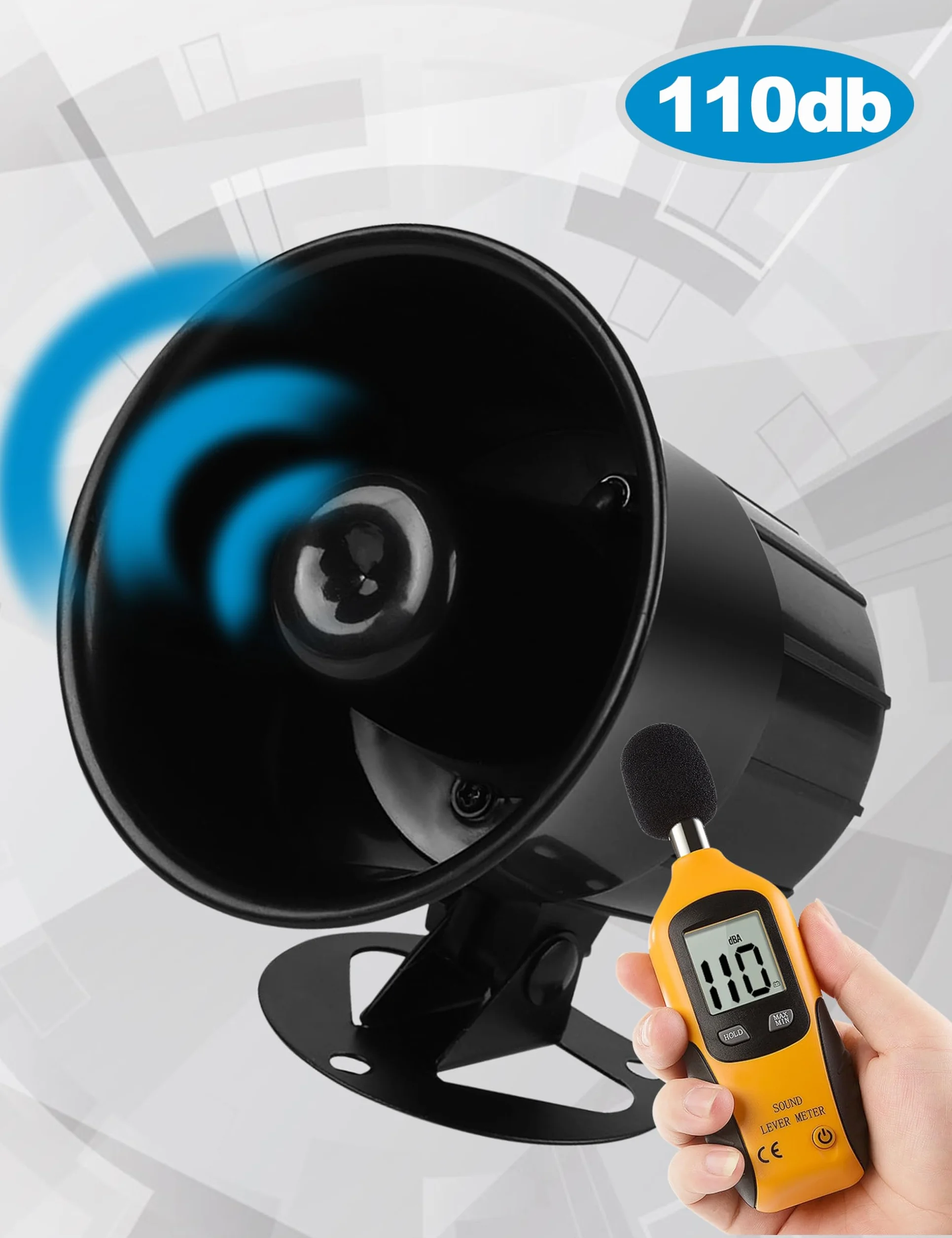 Sonew Allarme Corno DC 12V Sirena ad Alta Potenza 115dB per Sicurezza Domestica Indoor Outdoor