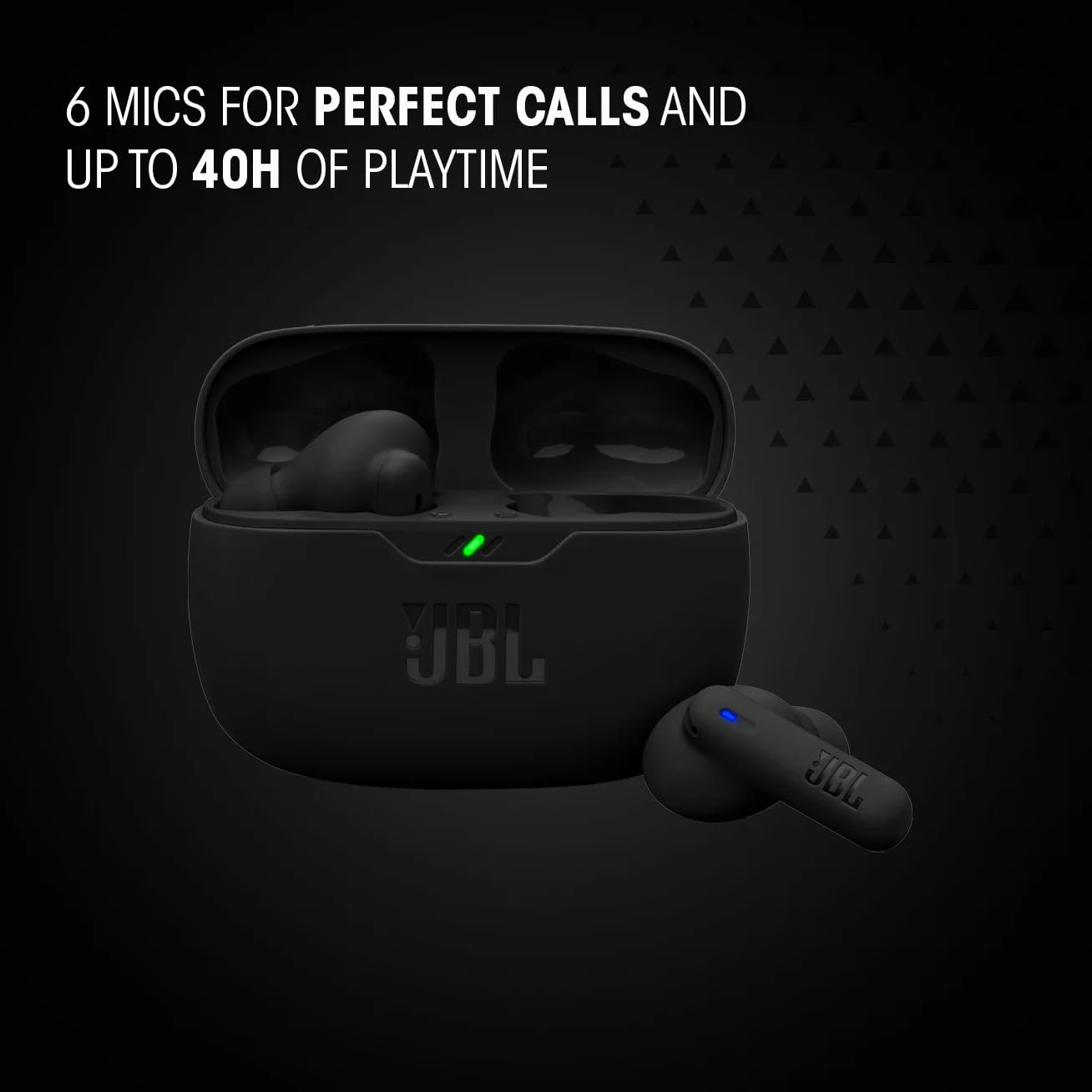 JBL Wave Beam 2 True Wireless Bluetooth Auricolari Cancellazione del Rumore 40 Ore Autonomia Suono JBL Pure Bass Smart Ambient Multipoint Nero