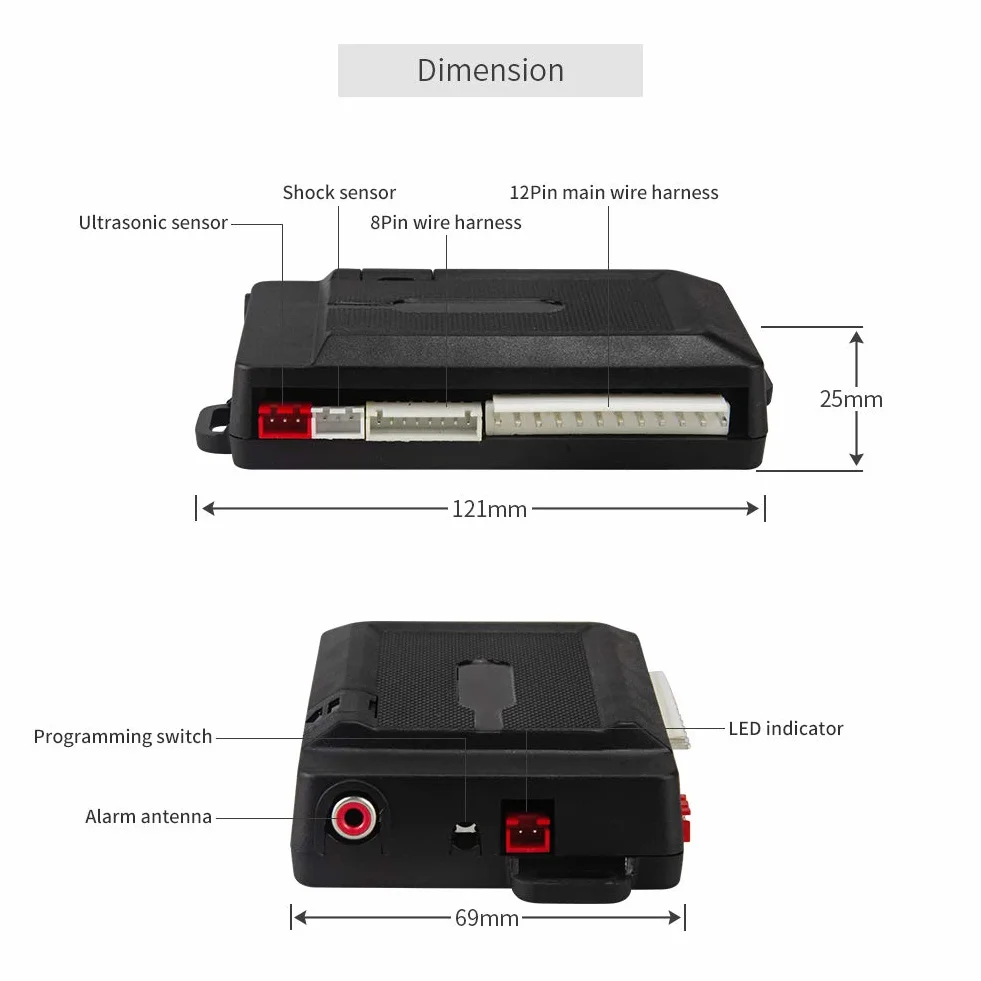 EASYGUARD EC203 2 Way Car Alarm System Keyless Entry LCD Pager DC12V