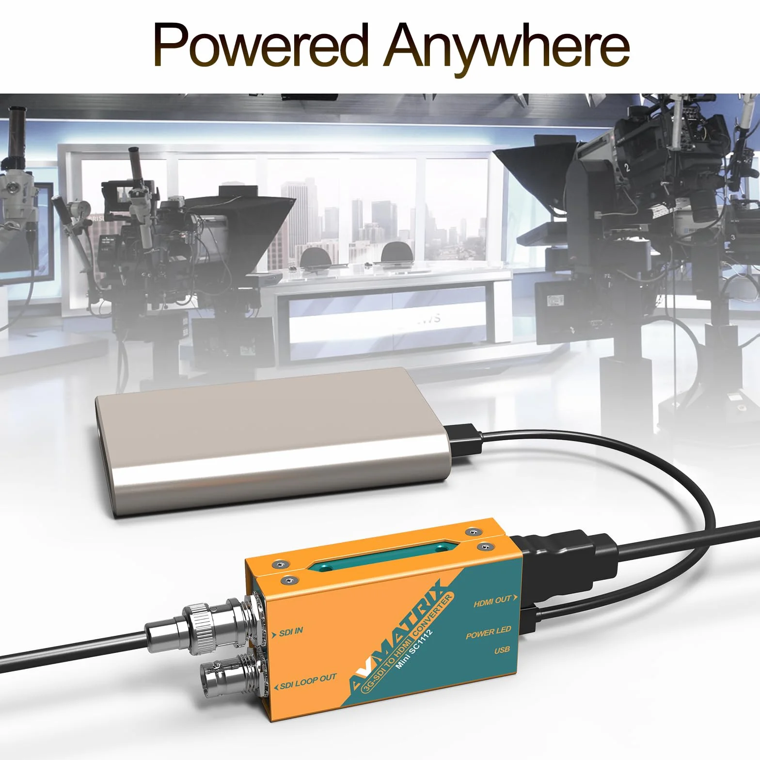 AVMATRIX Mini SC1112 SDI-HDMI Converter, HD/SD/3G-SDI Loop Out, USB-C
