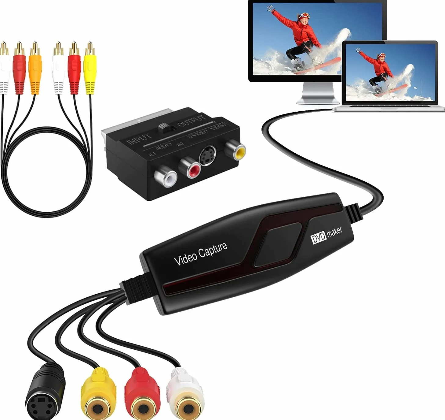 DIGITNOW! Scheda di Acquisizione Video USB, Convertitore Analogico Hi8 VHS DVD per Windows 10/Mac