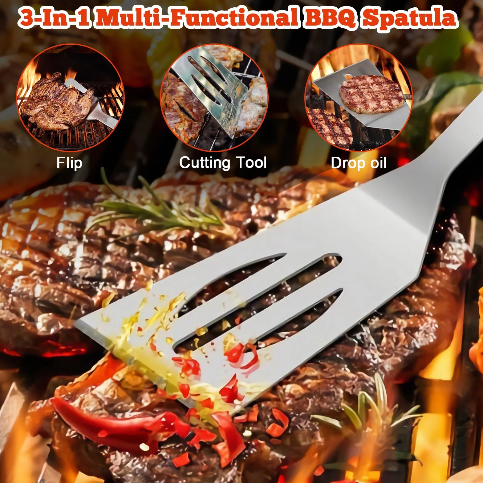 27Pcs Set per Barbecue in Acciaio Inossidabile, Set di Posate da Grill Professionali, Accessori per Barbecue, con Borsa da Trasporto, per Campeggio, Picnic, Giardino, Escursionismo