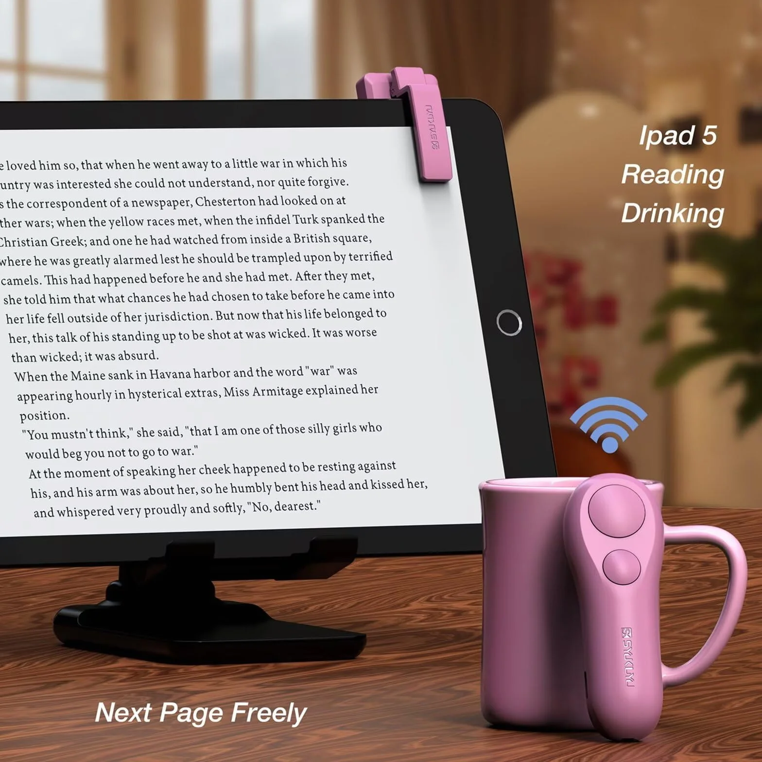 SK SYUKUYU Page Turner per Kindle Paperwhite Oasis Kobo eReaders, telecomando RF Clicker per iPad Tablets lettura, fotocamera remota e pulsante video (Rosa)
