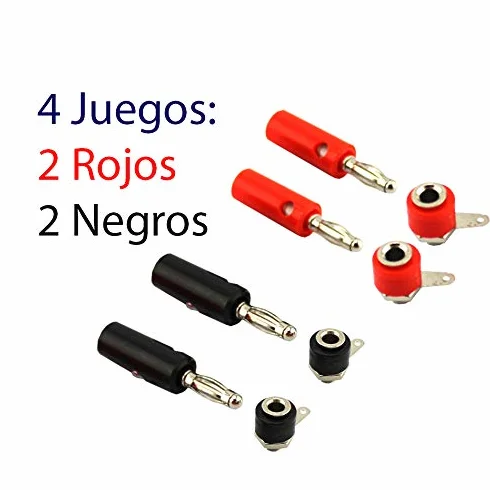 Set di 4 connettori a banana maschio e femmina 4 mm rosso e nero