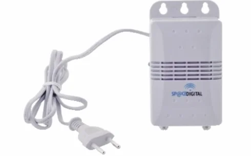 SpaceDigital Amplificatore da Interno VHF/UHF 21-48CH 1 Ingresso 2 Uscite Connettore F Alimentazione 220V Guadagno Regolabile 5G LTE