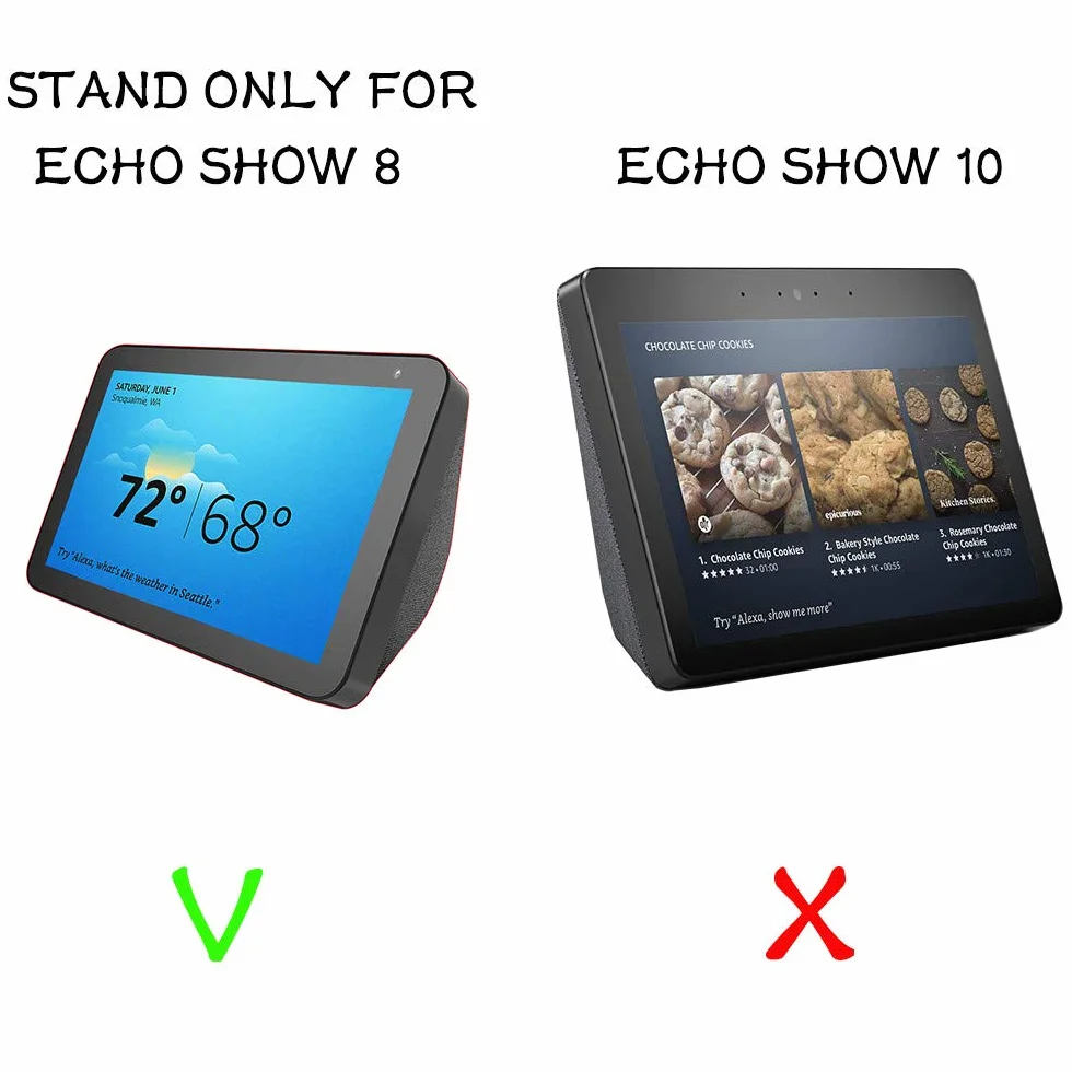 Supporto regolabile per Echo Show 8, Nero, rotazione 360° orizzontale, base nera