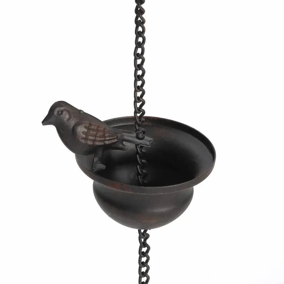 Catena per pioggia 2,4 m con uccelli sulle tazze campanelle decorazione grondaia