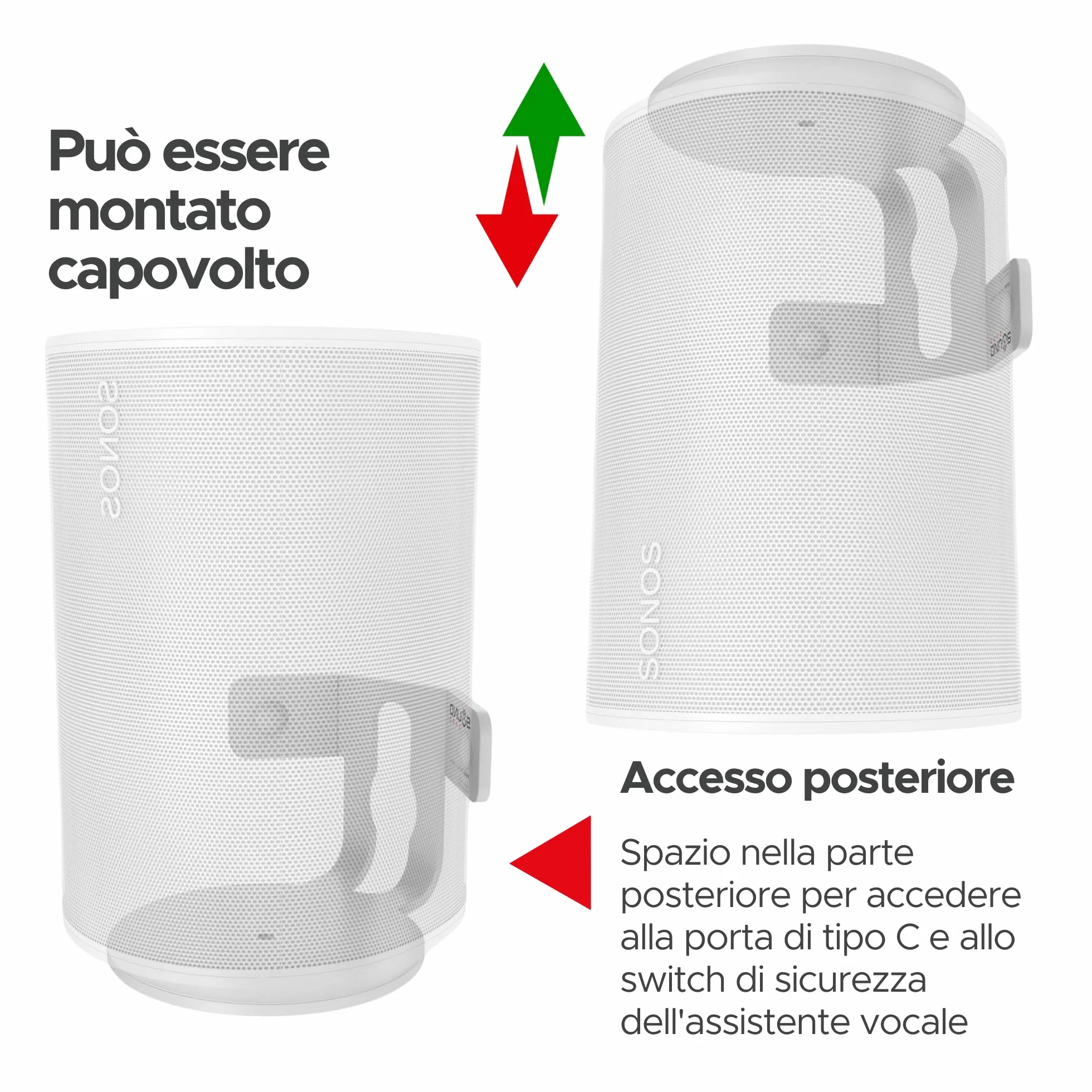 Supporto Angolare da Parete ERA 100 Profilo Basso Bianco Singolo Compatibile con Sonos ERA100 & ERA 100 SL