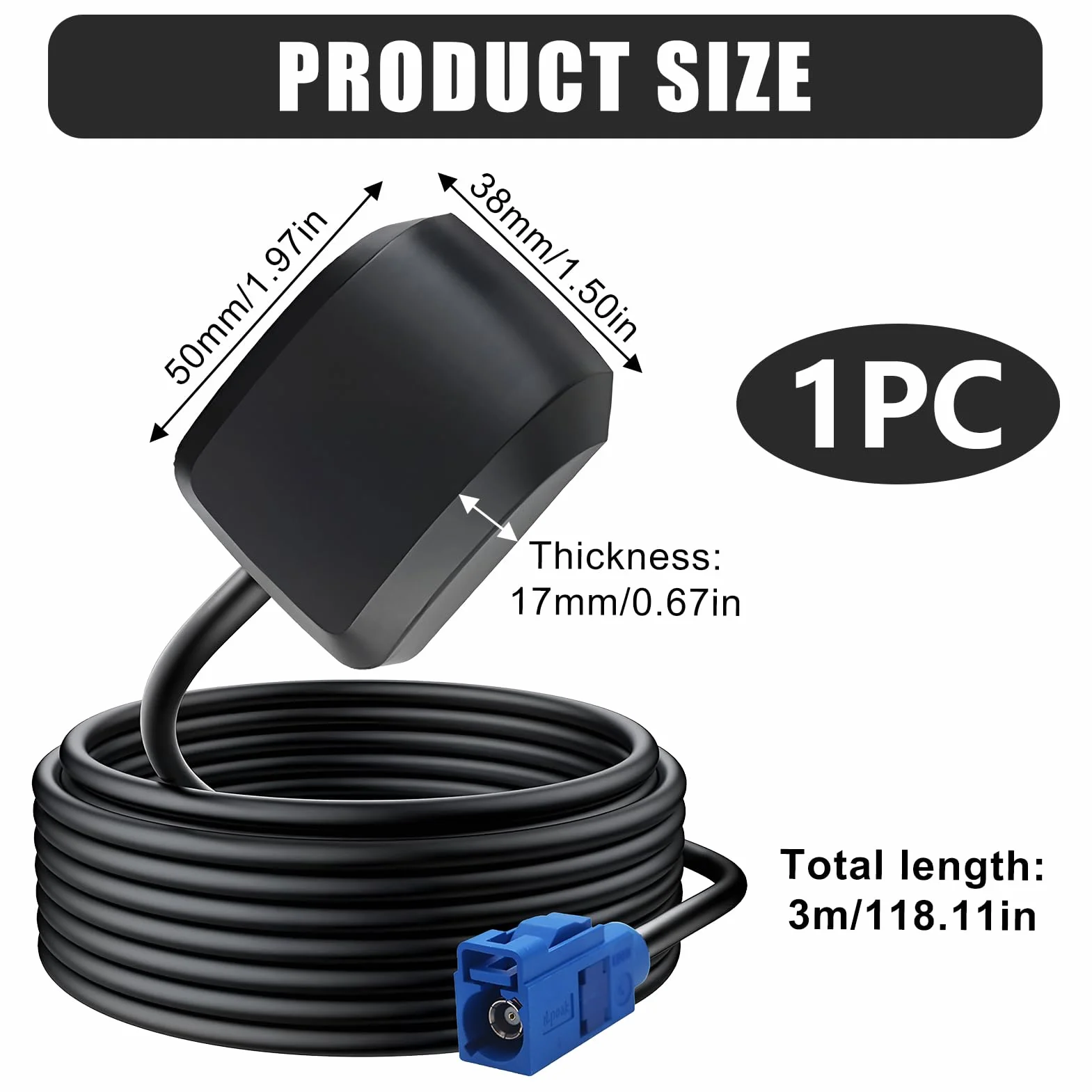Antenna GPS attiva Fakra C blu cavo 3 m per navigazione veicoli camion barca