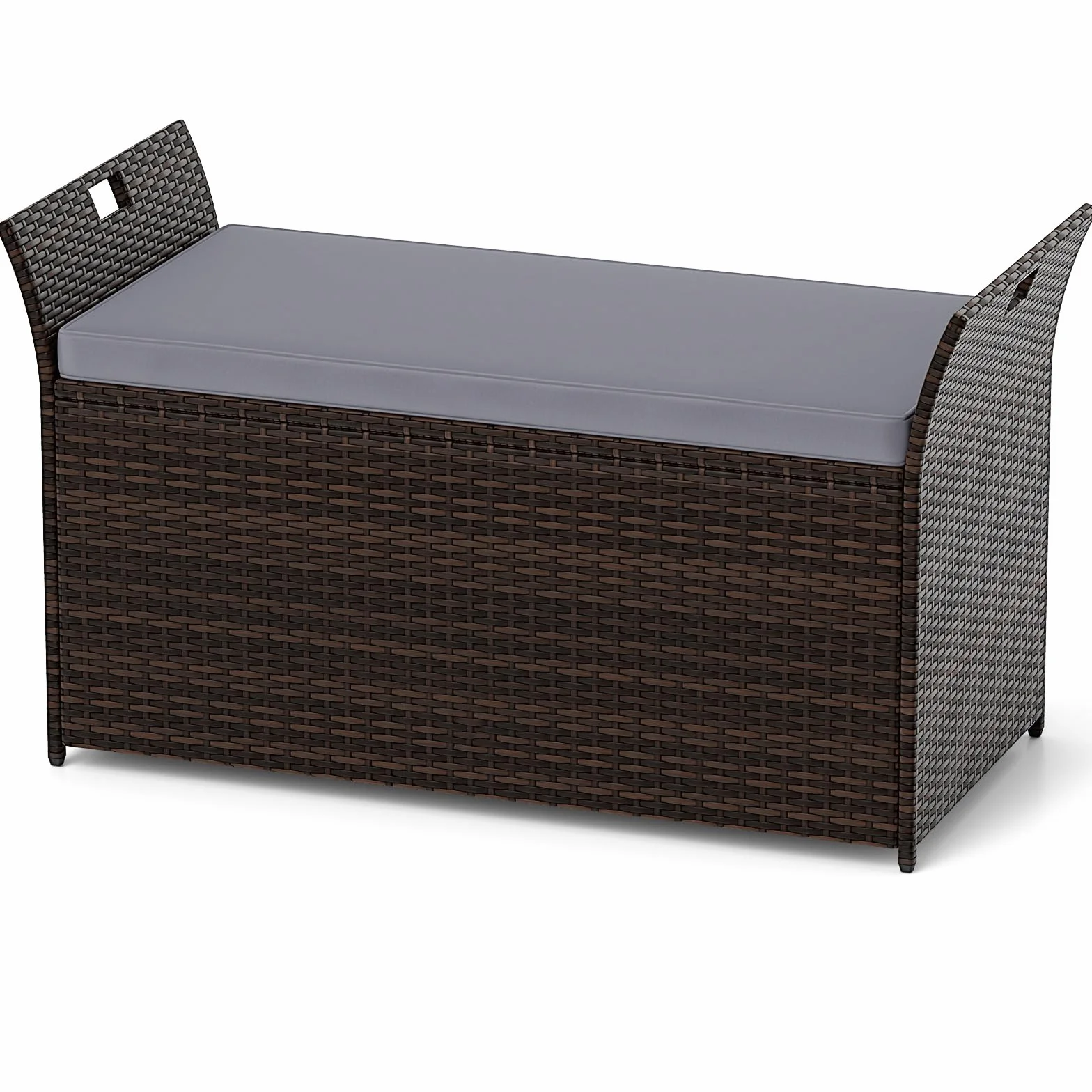 COSTWAY Baule da Giardino 260 L in Rattan PE, Cassapanca Contenitore da Esterno con Cuscino e Maniglie Laterali, per Interni e Esterni, 125 x 56 x 71 cm (Modello 10)