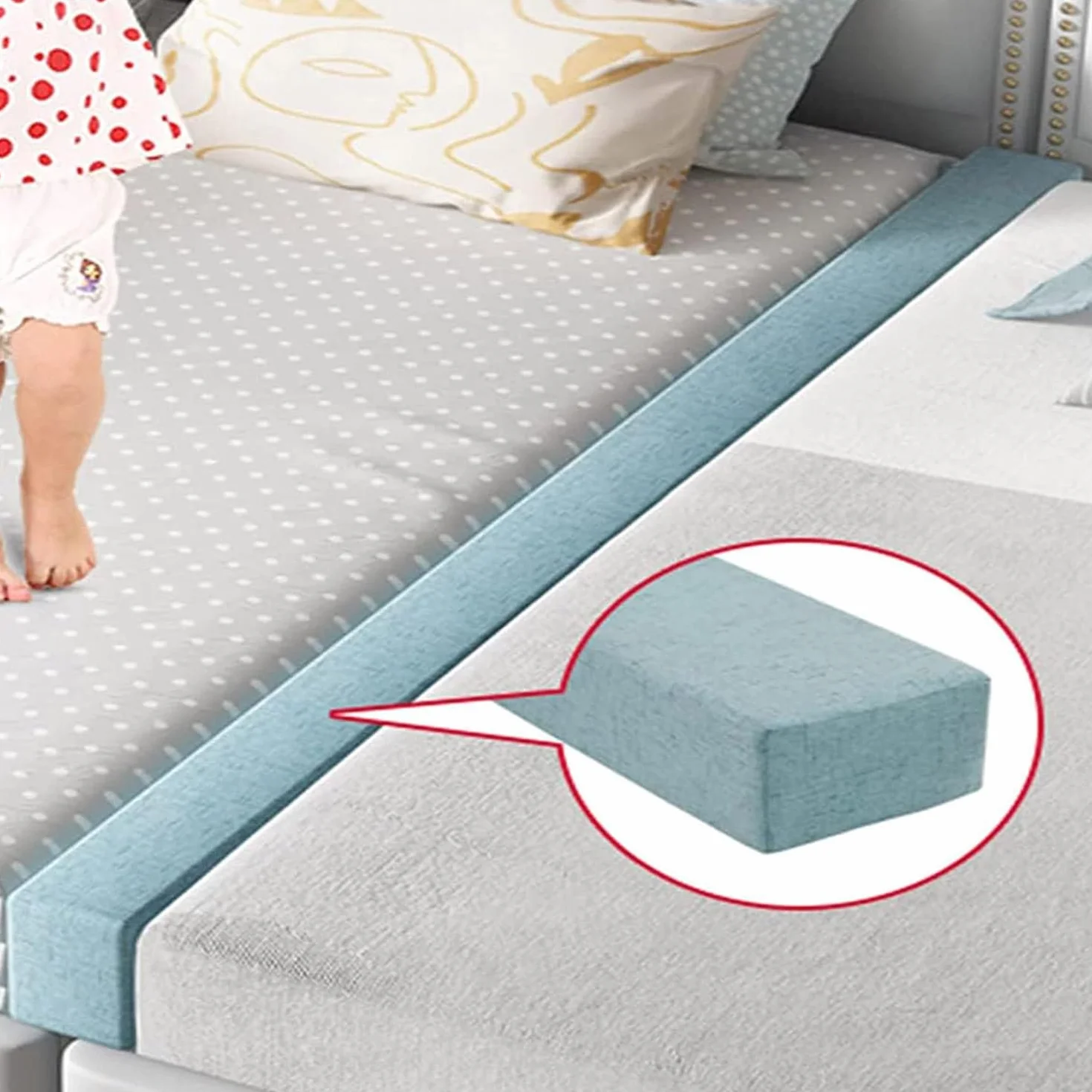 Cuscino Letto Gap Filler, Cuscino Supporto Braccioli Divano, Materasso Gap Foam Filler, Cuscino Testiera Lungo 45x15x10cm