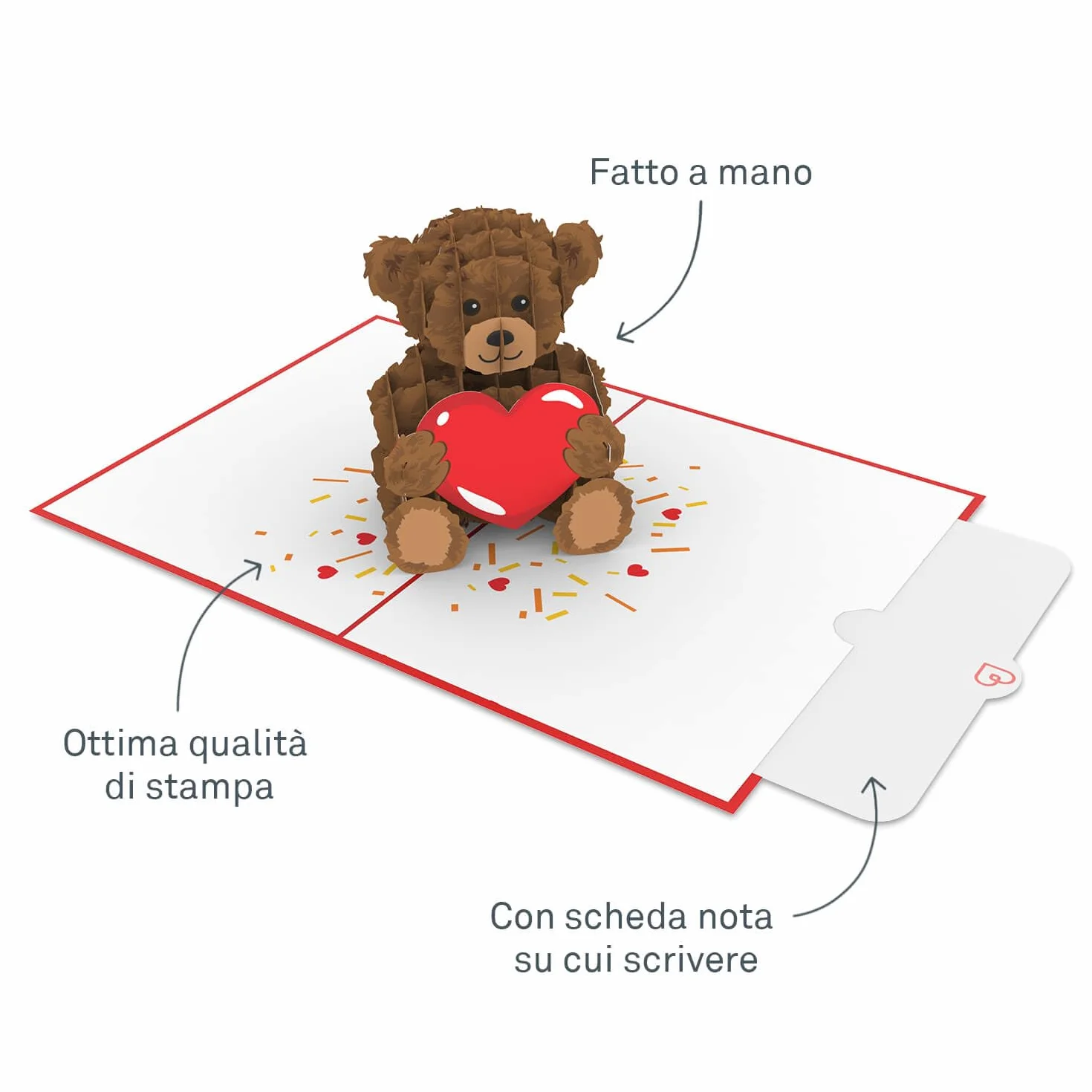 Papercrush® Biglietto Pop-Up Orsetto 3D - Biglietto Auguri Compleanno per Donna, Moglie, Anniversario Fidanzamento, Matrimonio