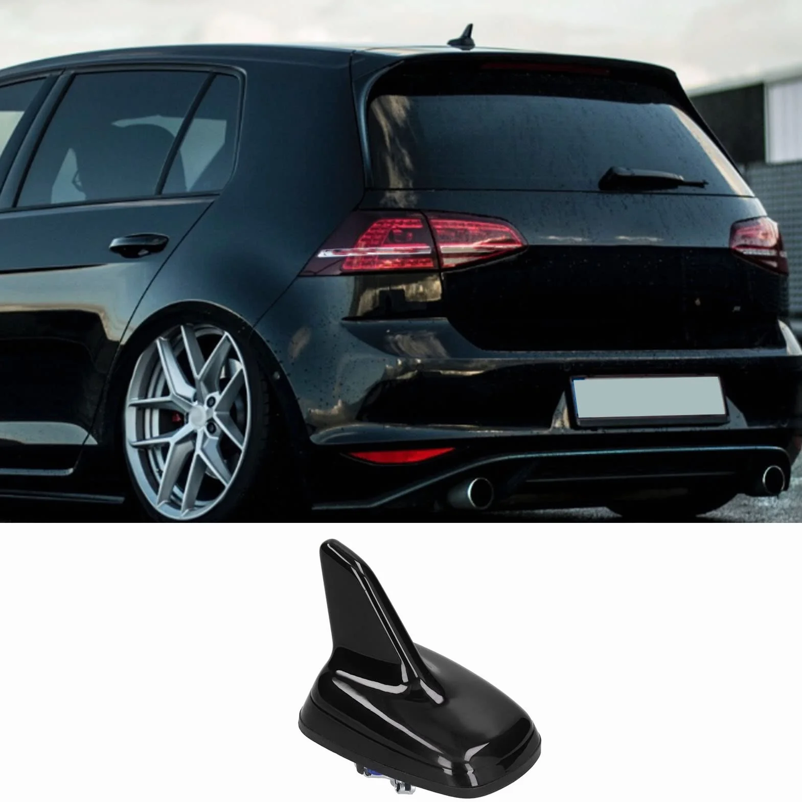 Antenna a Forma di Pinna Nera Lucida per GPS e GSM, Montante Universale in Metallo ABS